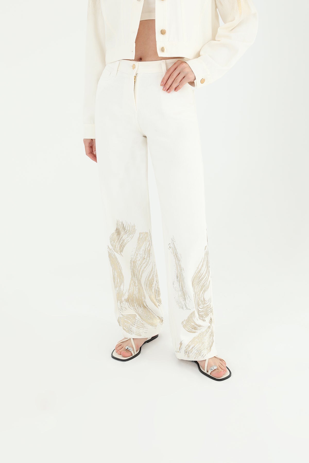 Kadın Varaklı Pantolon -24S-31798PNT