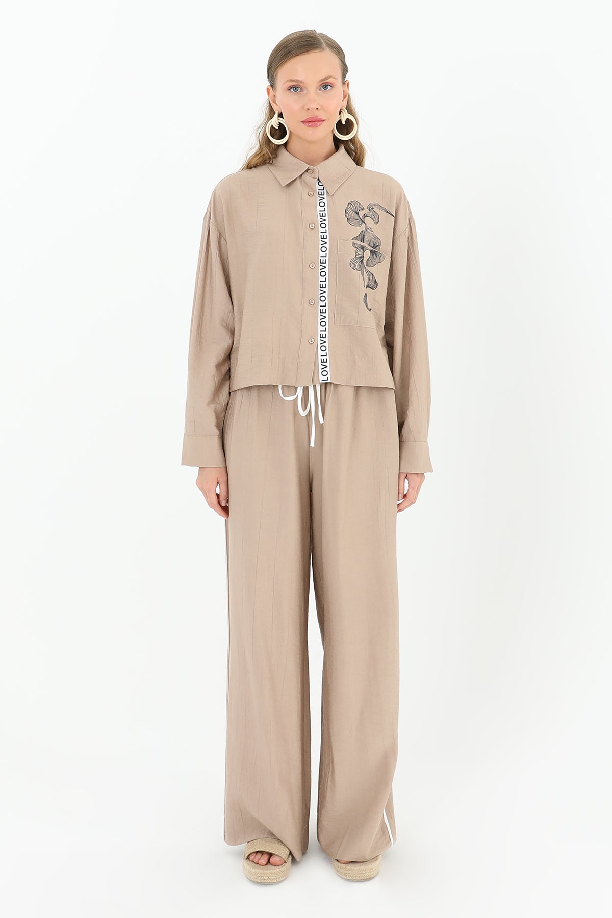 Kadın Beli Lastikli Bol Pantolon - 31904PNT