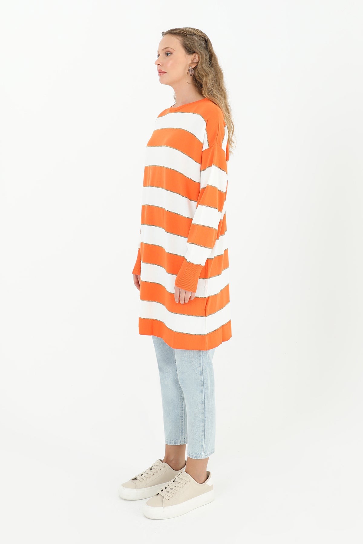 Kadın Çizgili Uzun Kollu Tunik - 10549TUN