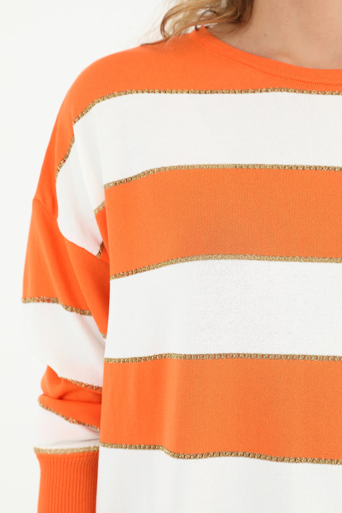 Kadın Çizgili Uzun Kollu Tunik - 10549TUN