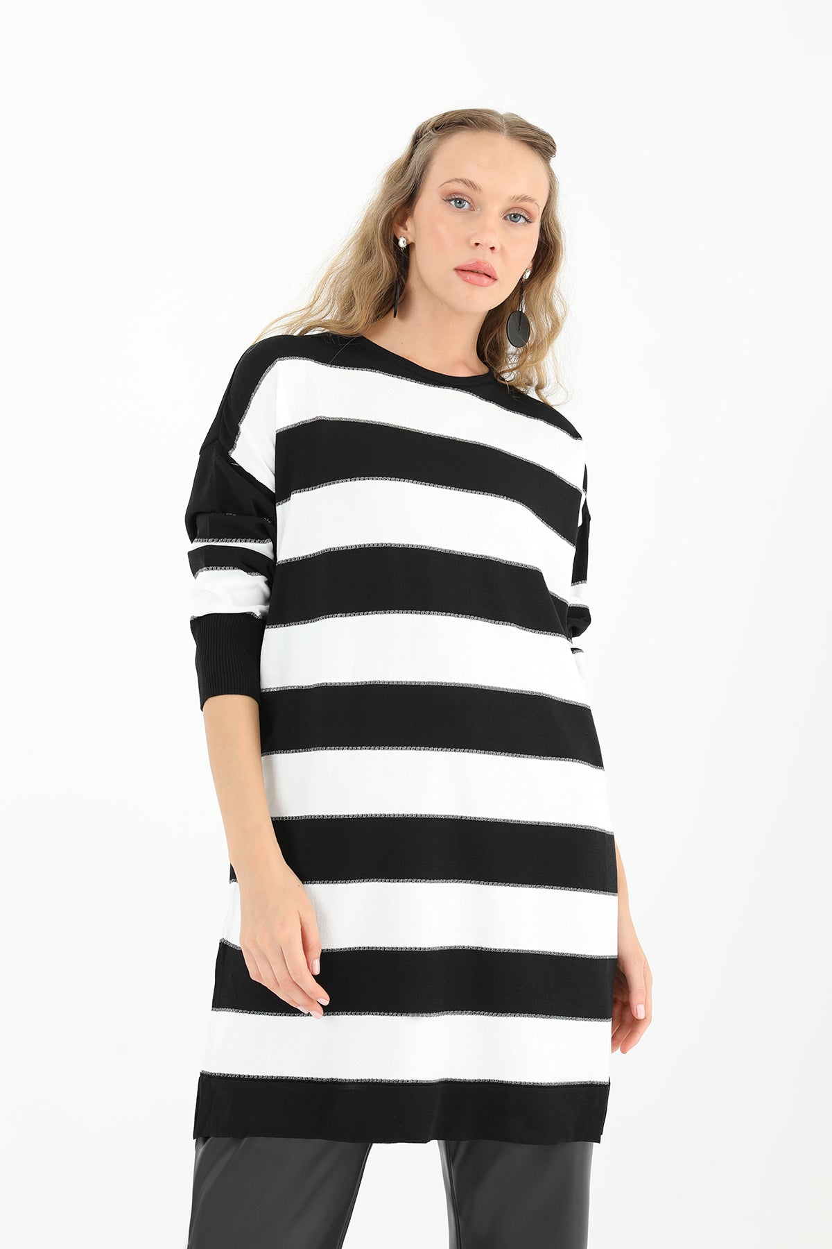 Kadın Çizgili Uzun Kollu Tunik - 10549TUN