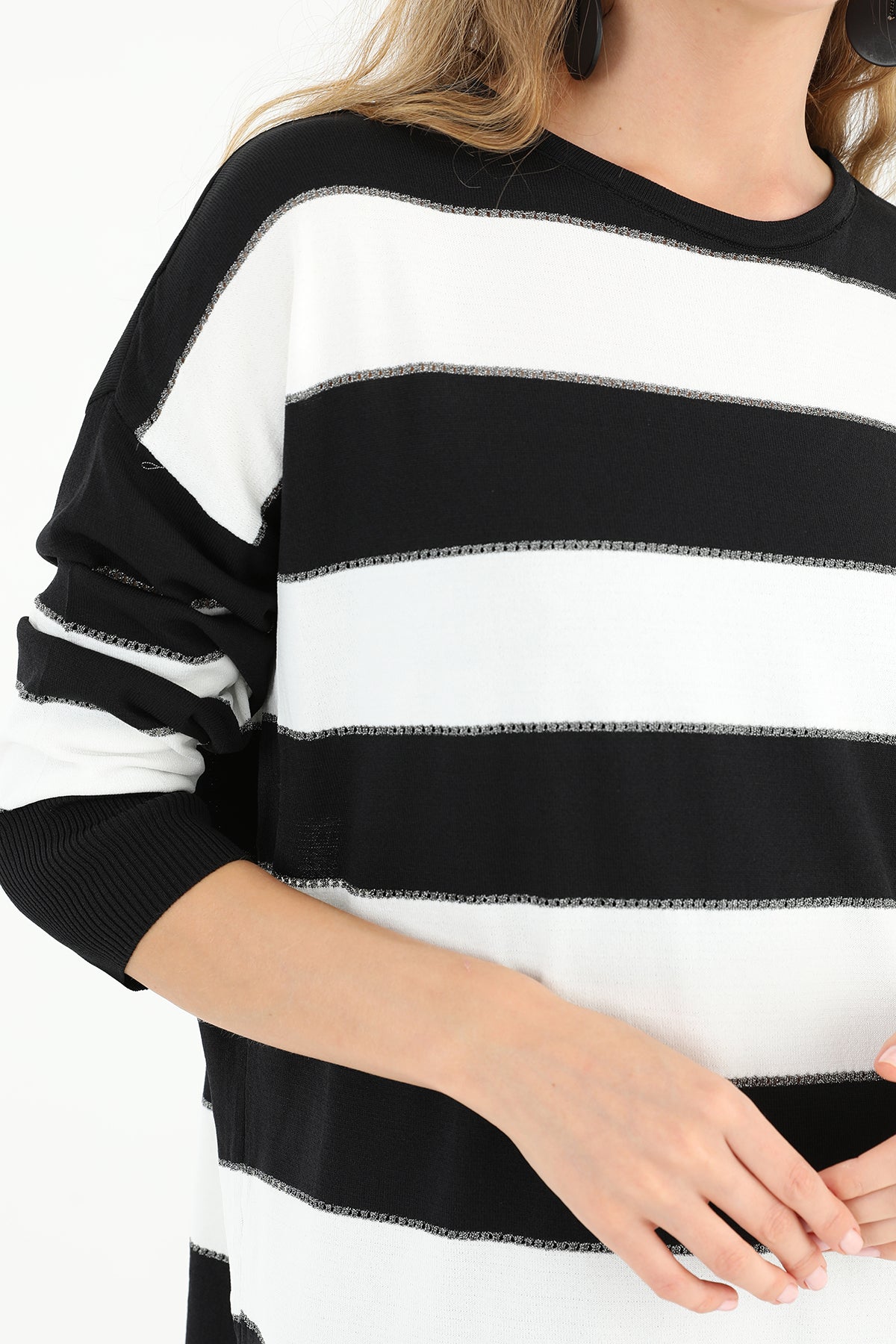 Kadın Çizgili Uzun Kollu Tunik - 10549TUN