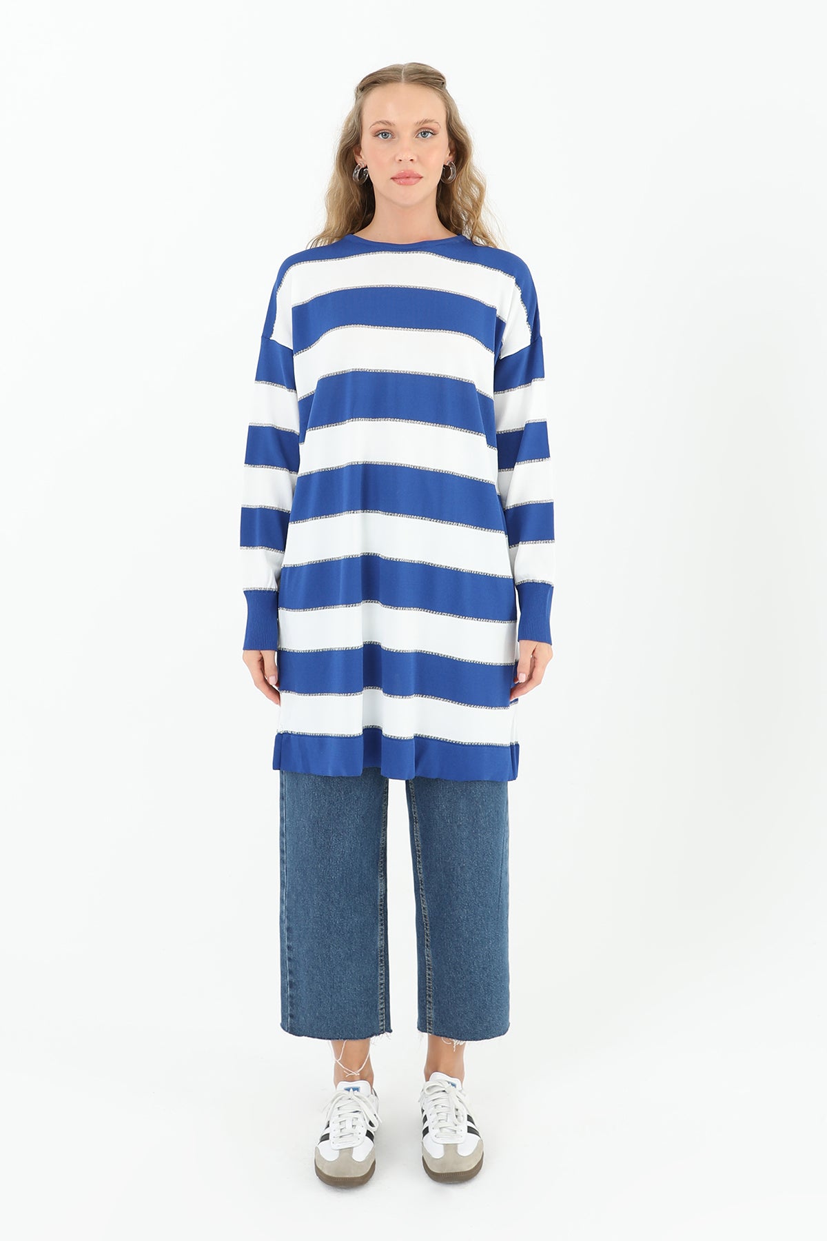Kadın Çizgili Uzun Kollu Tunik - 10549TUN