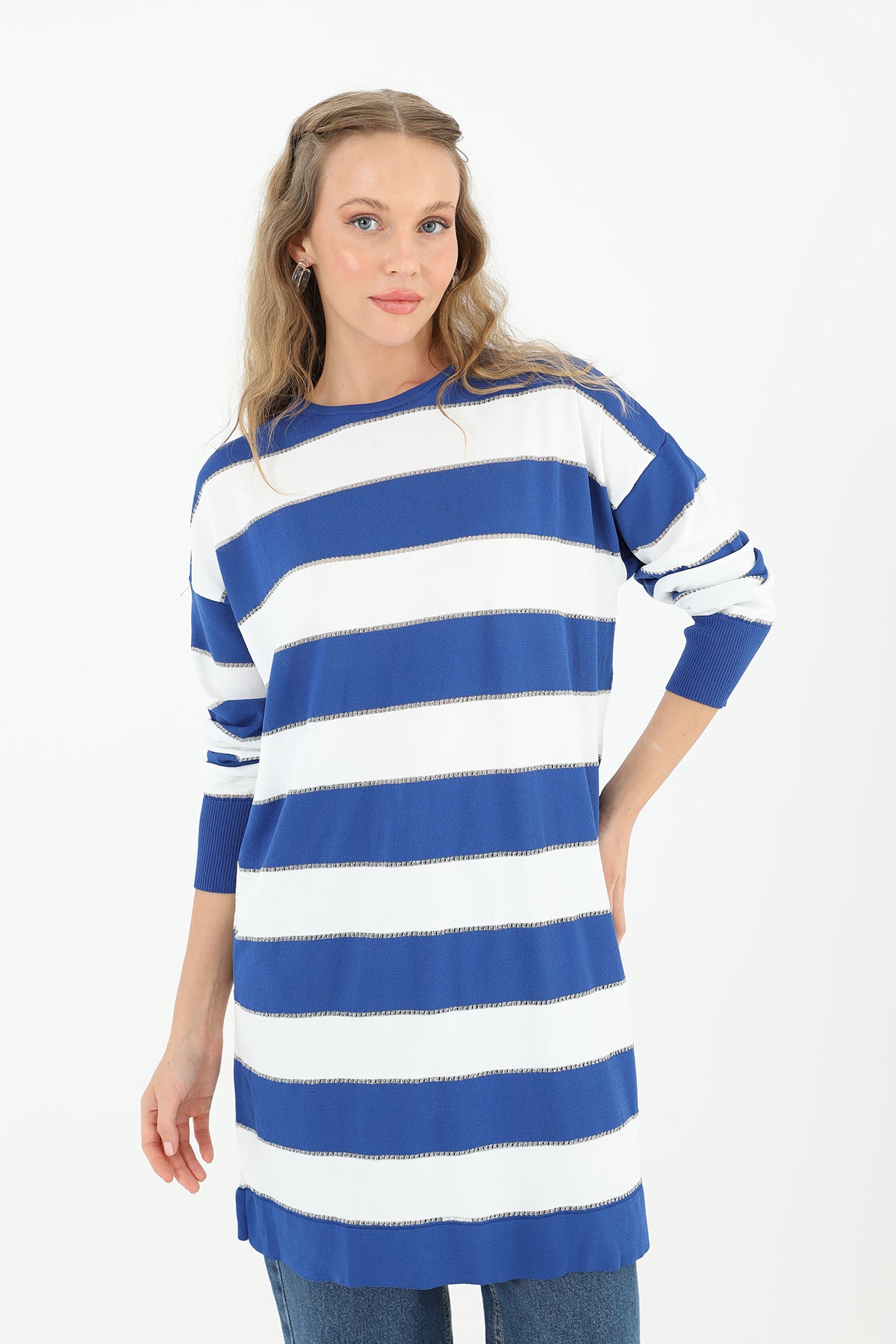 Kadın Çizgili Uzun Kollu Tunik - 10549TUN