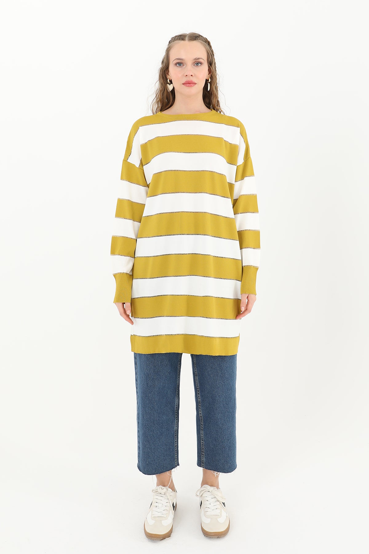 Kadın Çizgili Uzun Kollu Tunik - 10549TUN