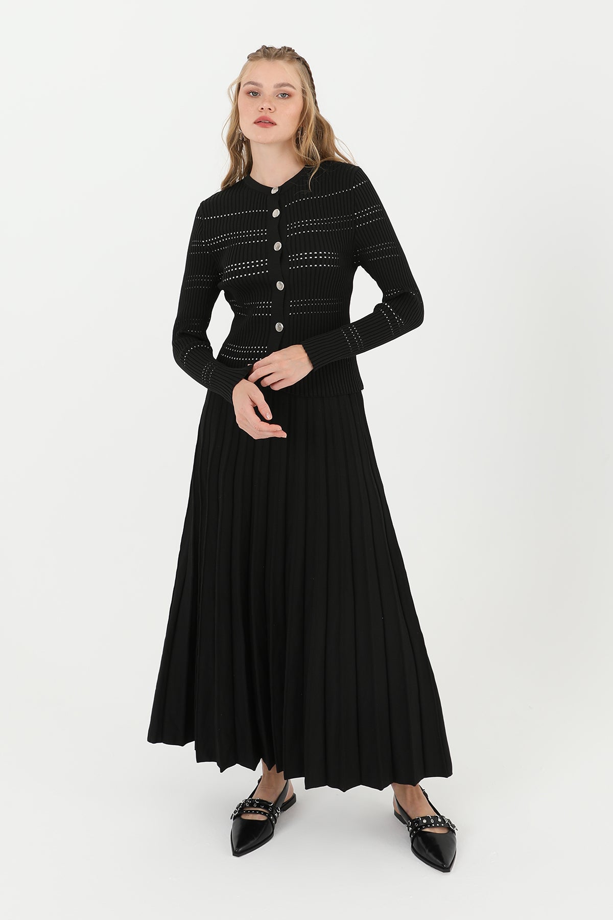 Kadın Triko Etekli Takım - 14263TKS