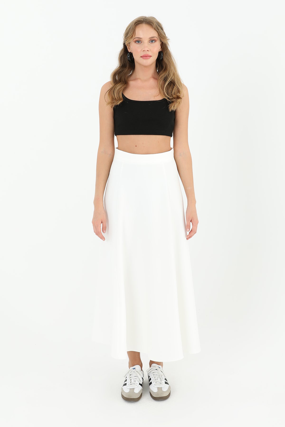 Kadın Fermuarlı Kloş Etek - 18201ETK