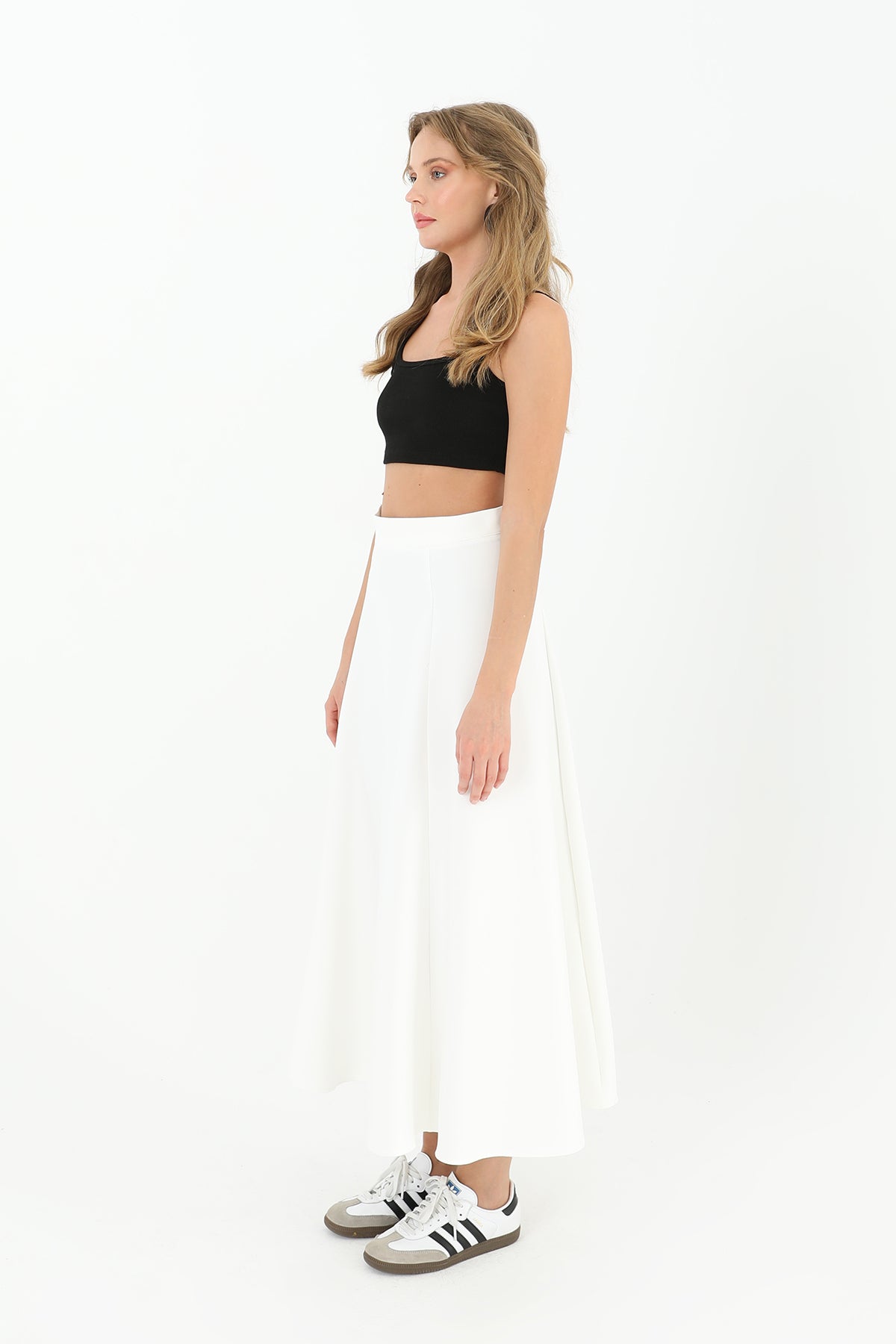 Kadın Fermuarlı Kloş Etek - 18201ETK