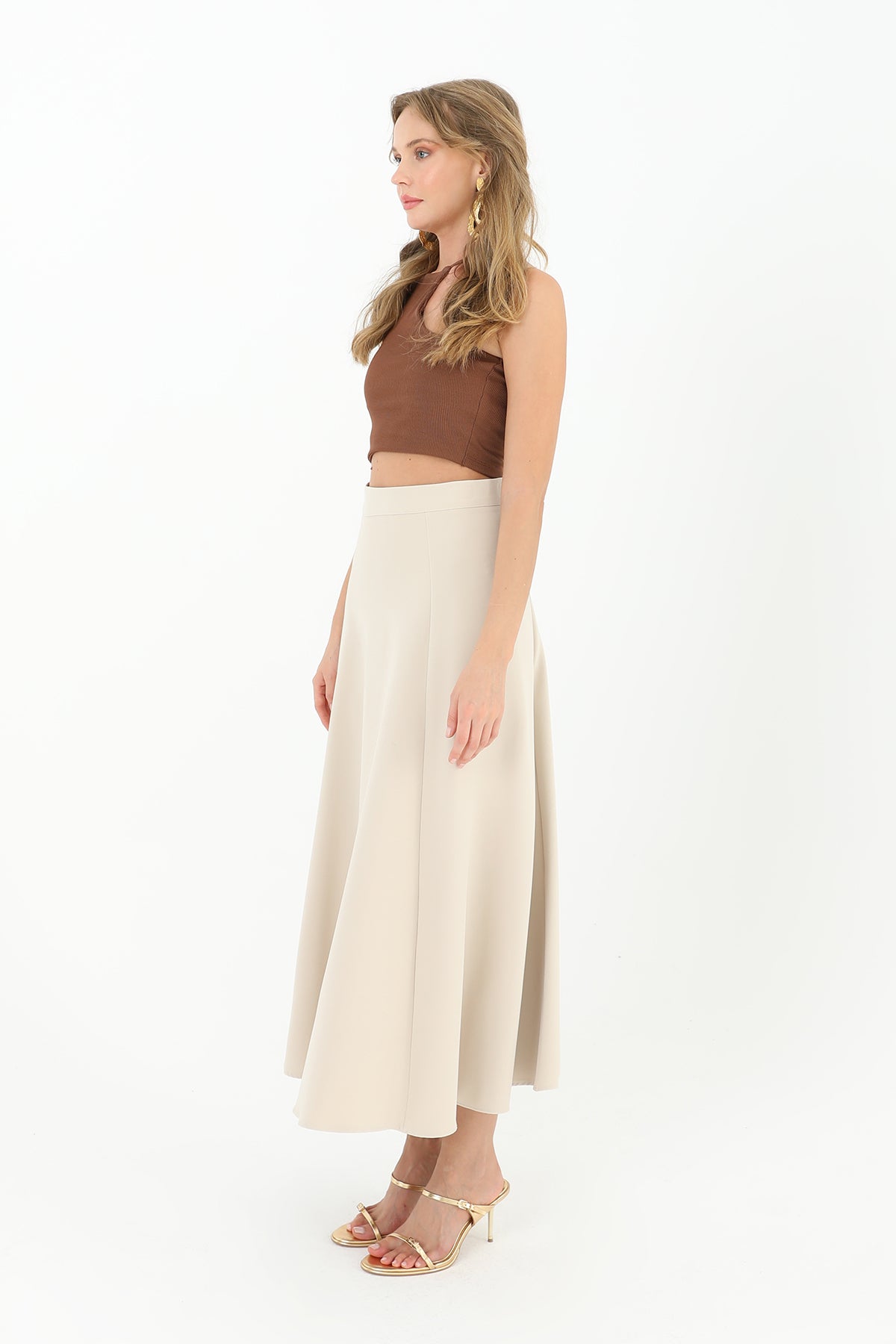 Kadın Fermuarlı Kloş Etek - 18201ETK