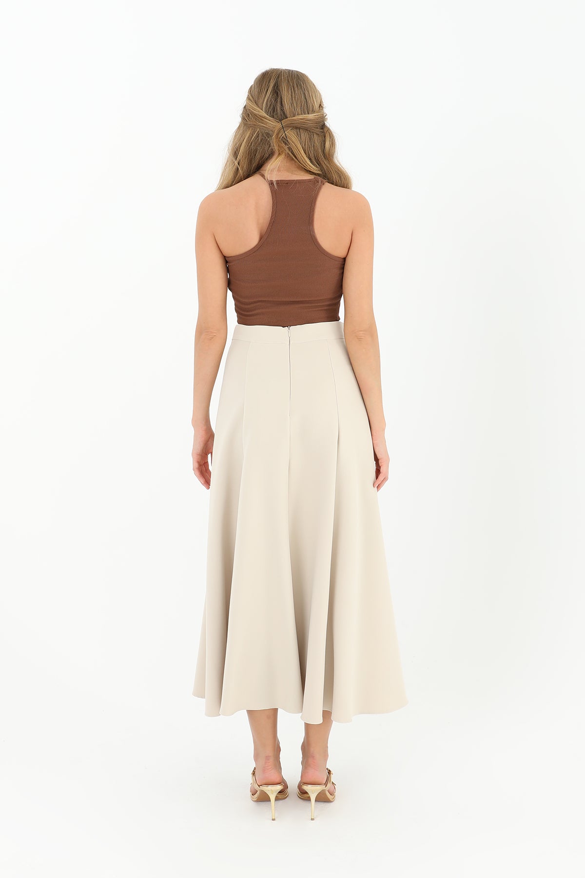 Kadın Fermuarlı Kloş Etek - 18201ETK