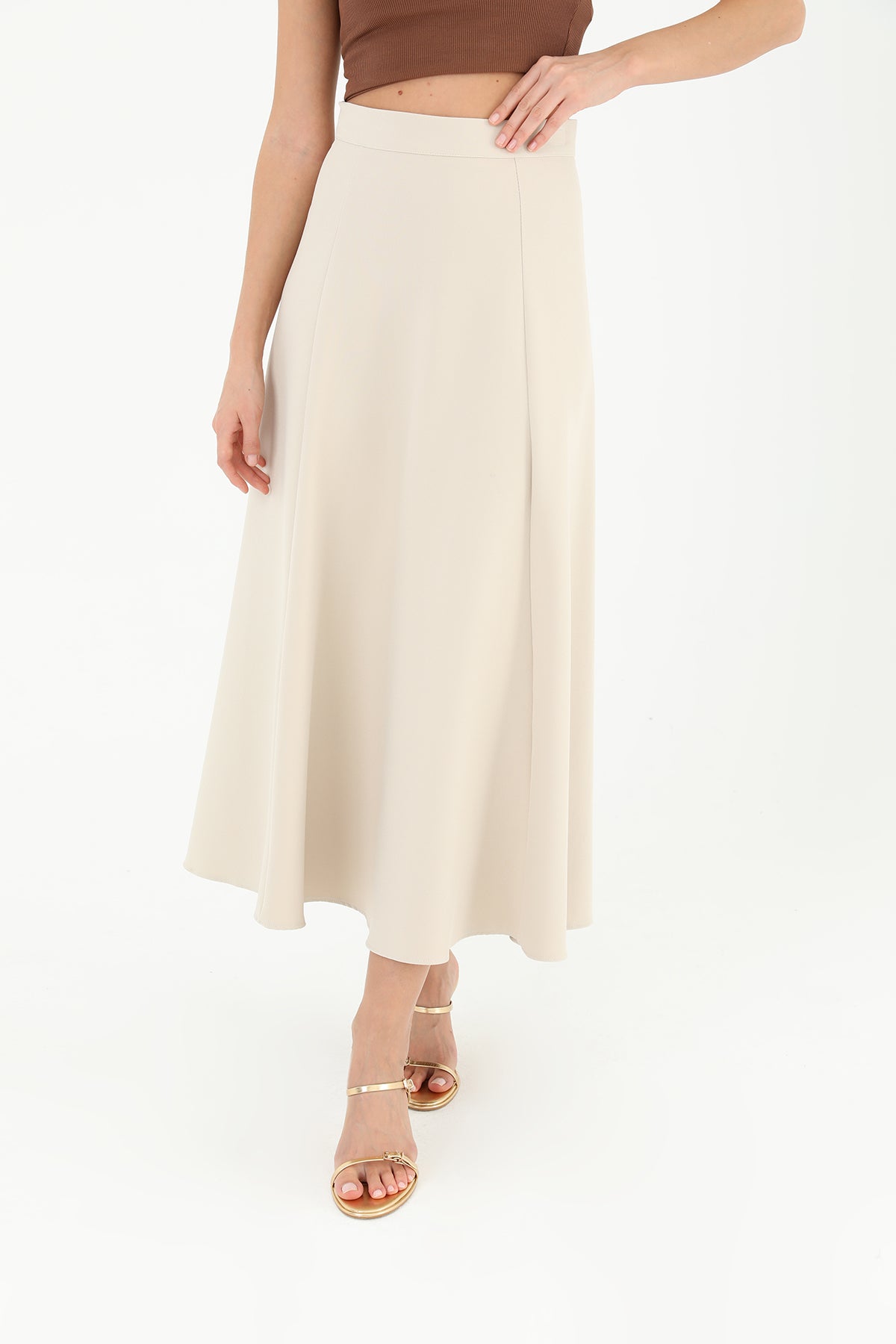 Kadın Fermuarlı Kloş Etek - 18201ETK