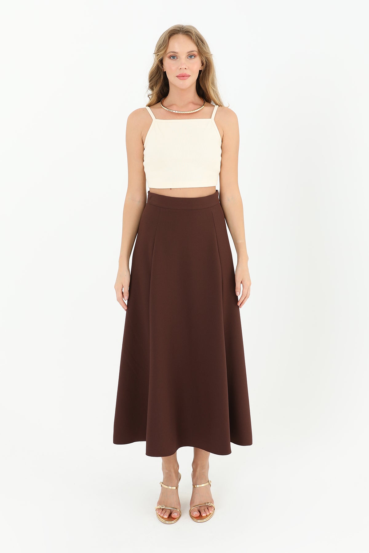 Kadın Fermuarlı Kloş Etek - 18201ETK