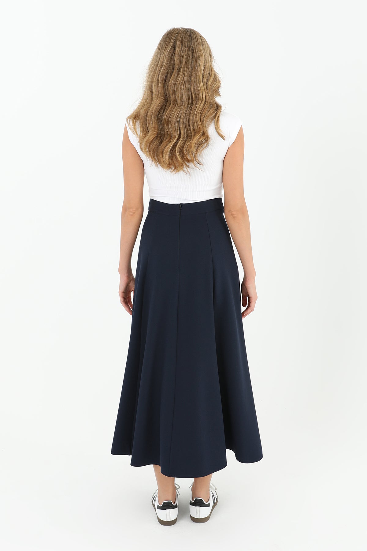 Kadın Fermuarlı Kloş Etek - 18201ETK