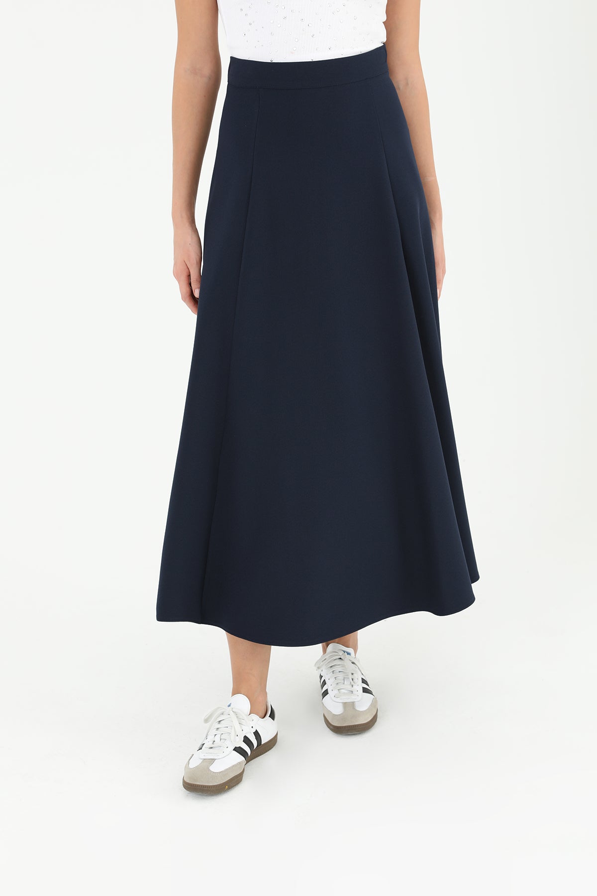 Kadın Fermuarlı Kloş Etek - 18201ETK