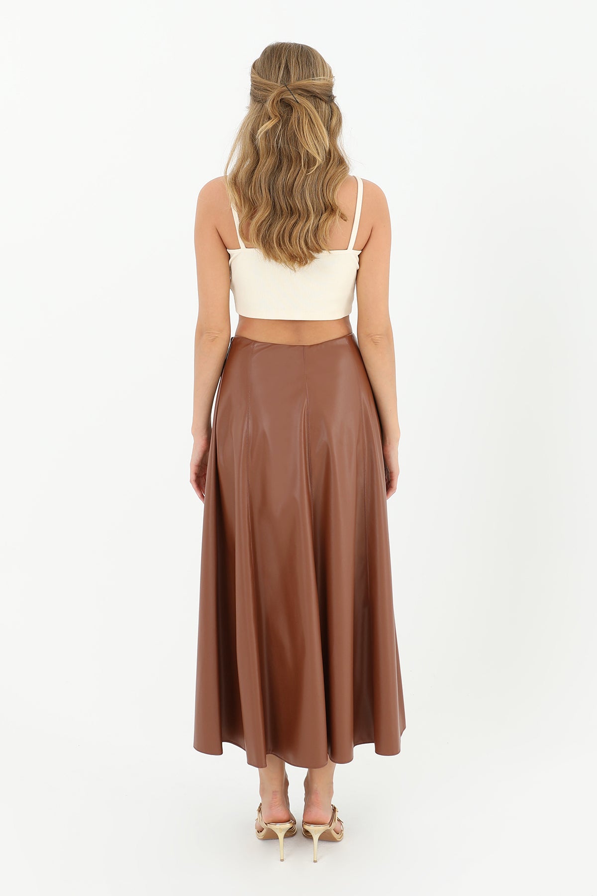 Kadın Fermuarlı Deri Etek - 18203ETK