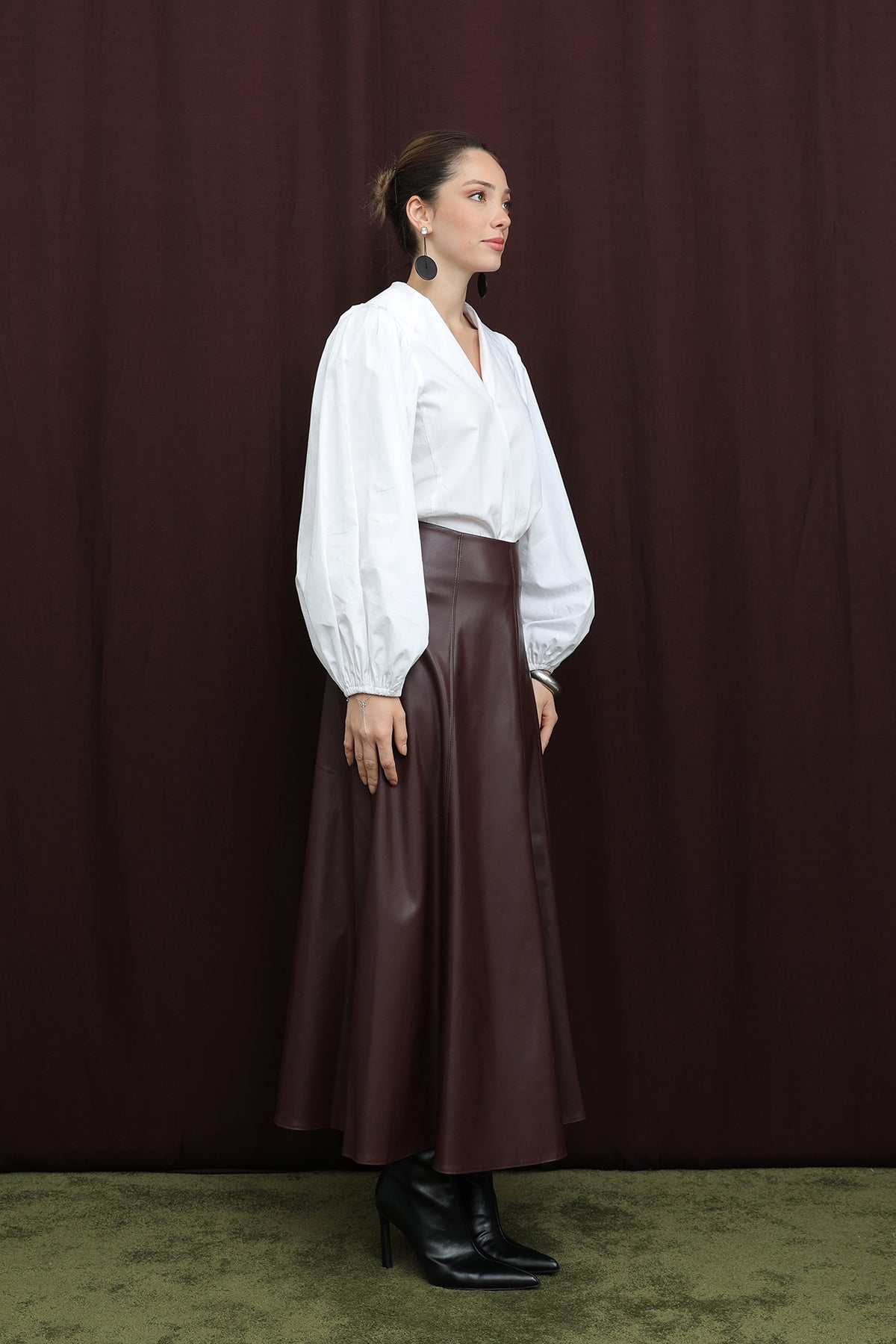 Kadın Fermuarlı Deri Etek - 18203ETK