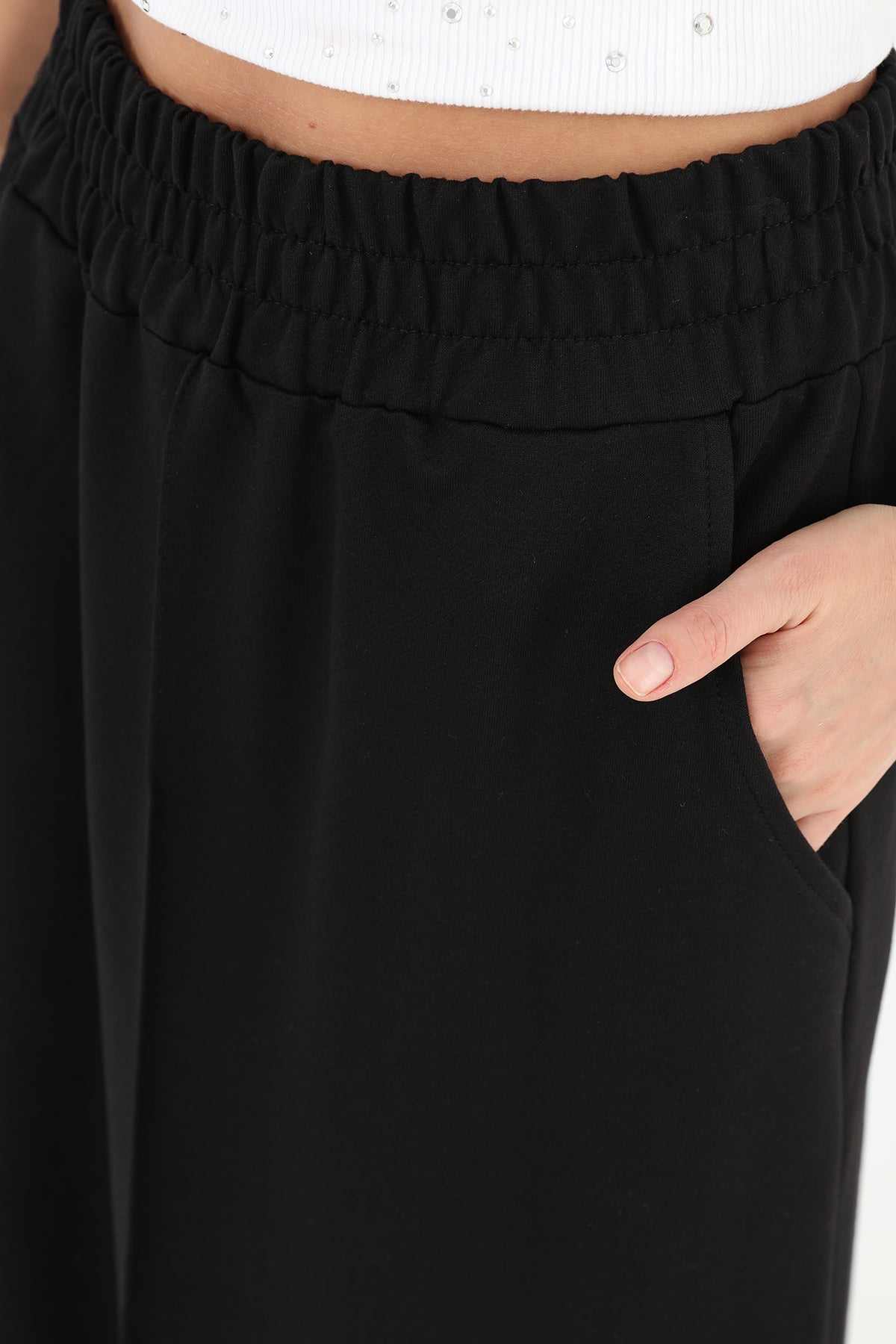 Kadın Beli Lastikli Uzun Etek - 18207ETK