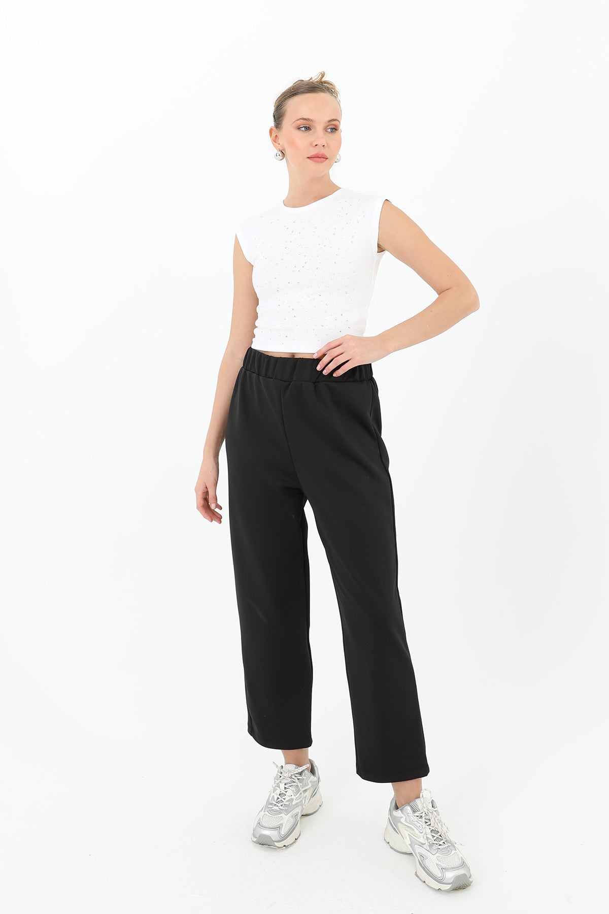 Kadın Beli Lastikli Havuç Kesim Pantolon - 18218PNT