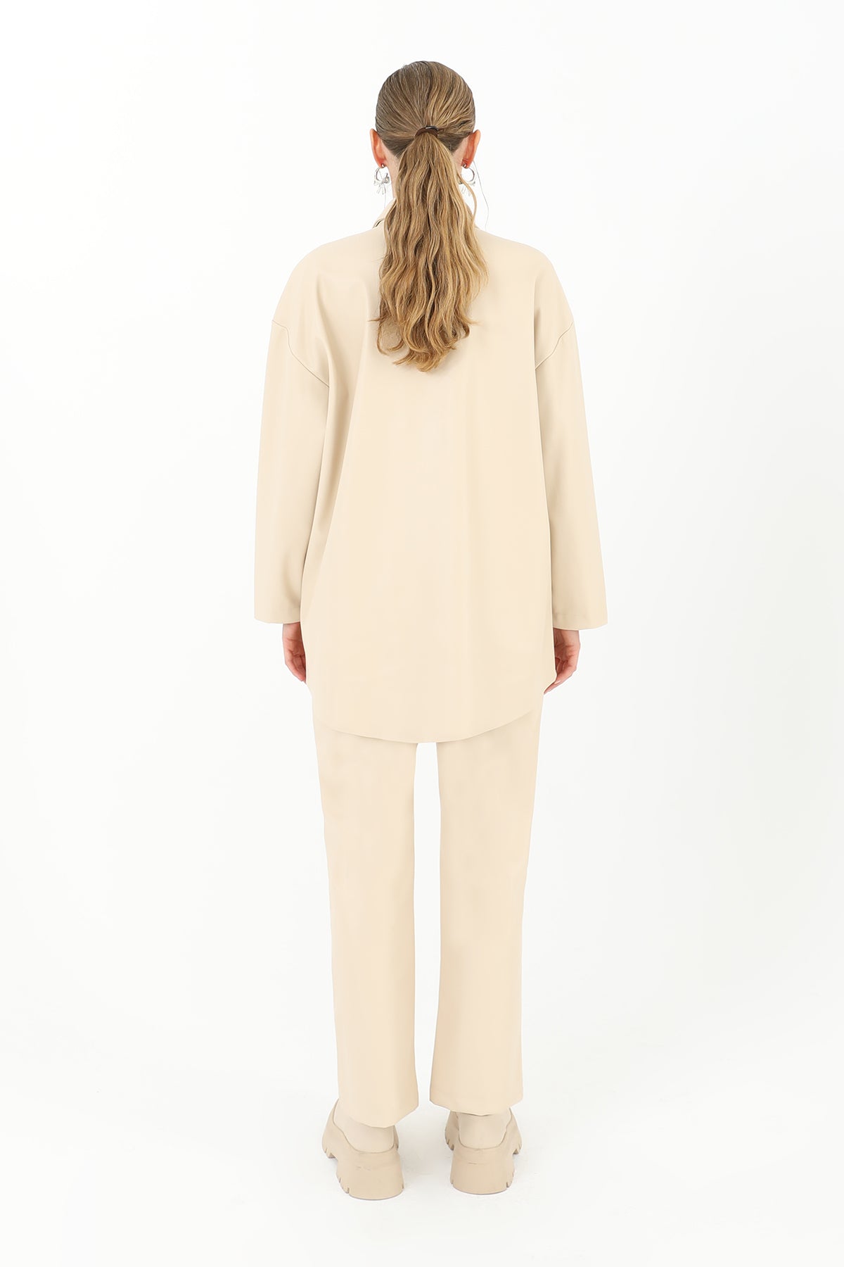 Kadın File Detaylı Deri Gömlek - 31971GML