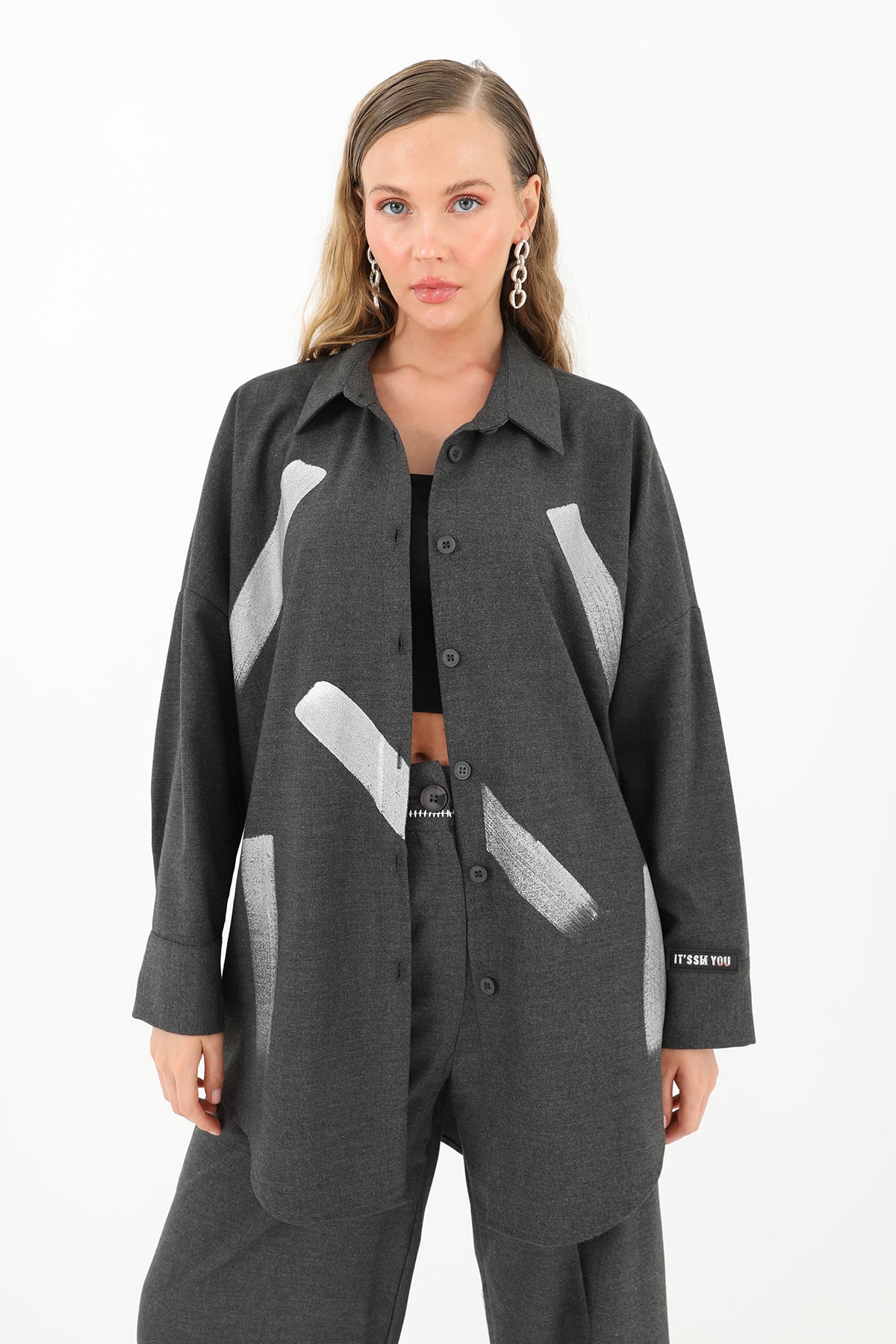 Kadın Baskı Desenli Gömlek - 31984GML