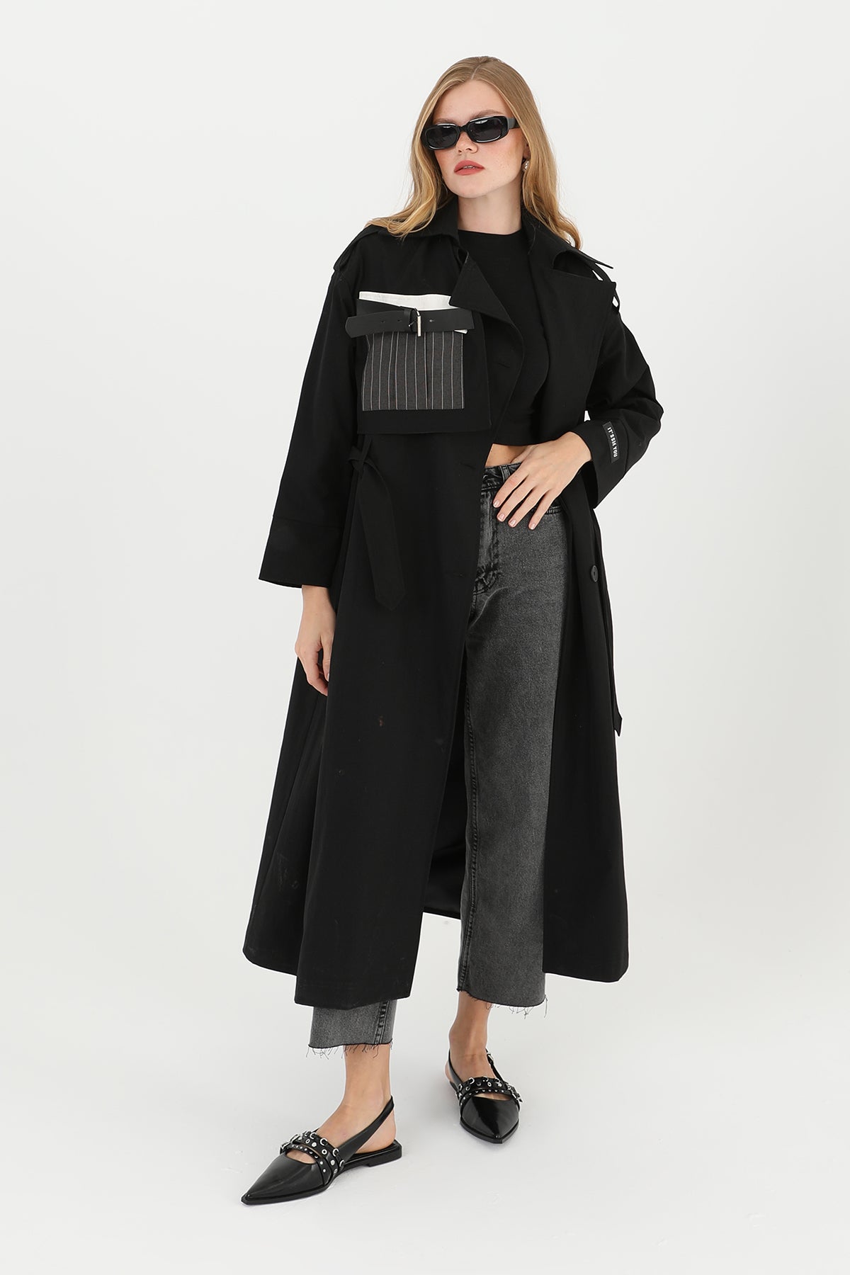 Kadın Cep Aksesuar Detaylı Trench - 32000TRC