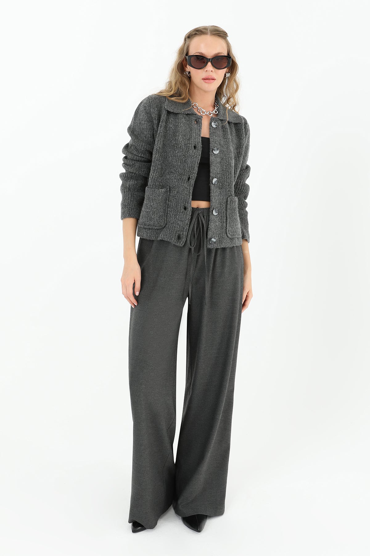 Triko Düğmeli Bluz - 32012BLZ