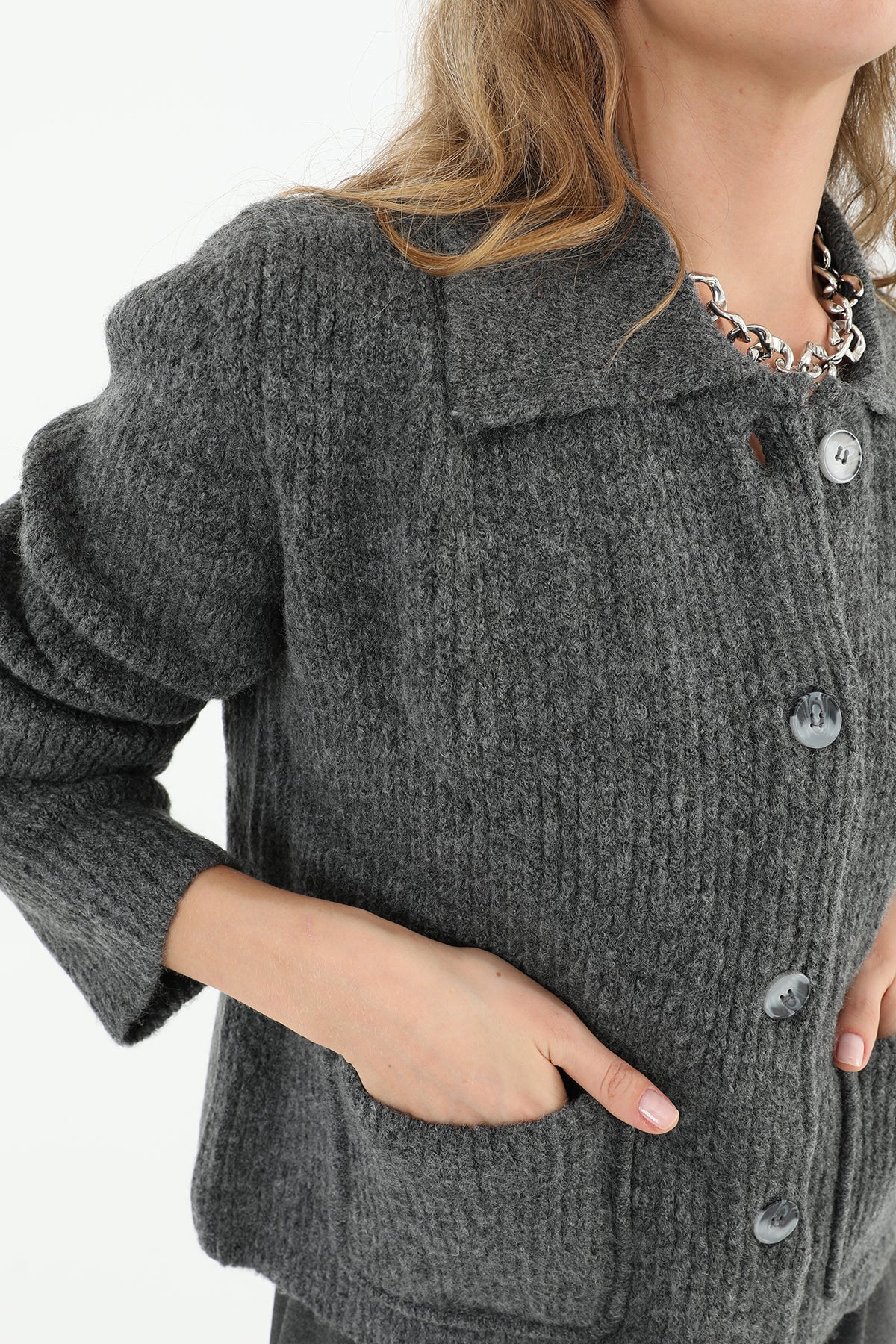 Triko Düğmeli Bluz - 32012BLZ