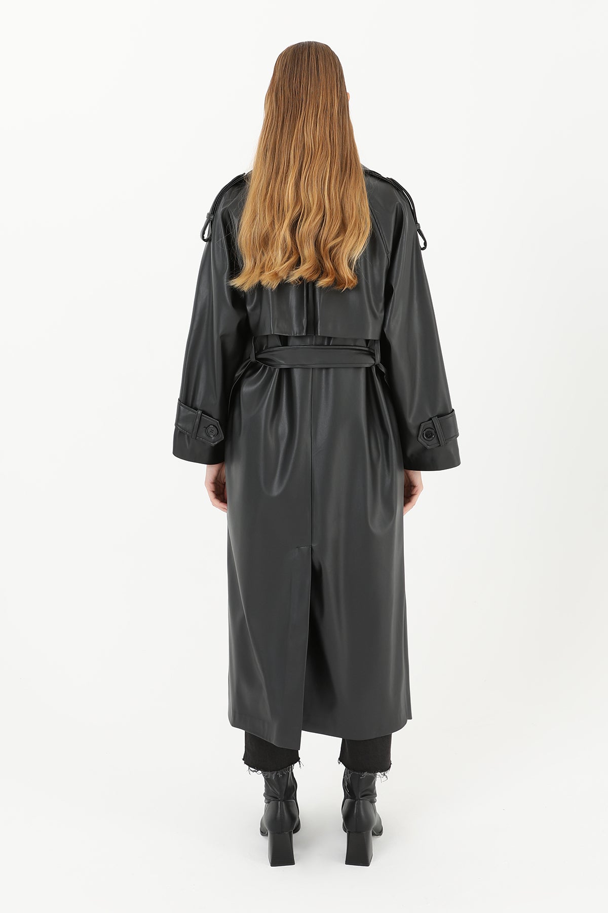 Kadın Deri Uzun Trench - 32017TRC