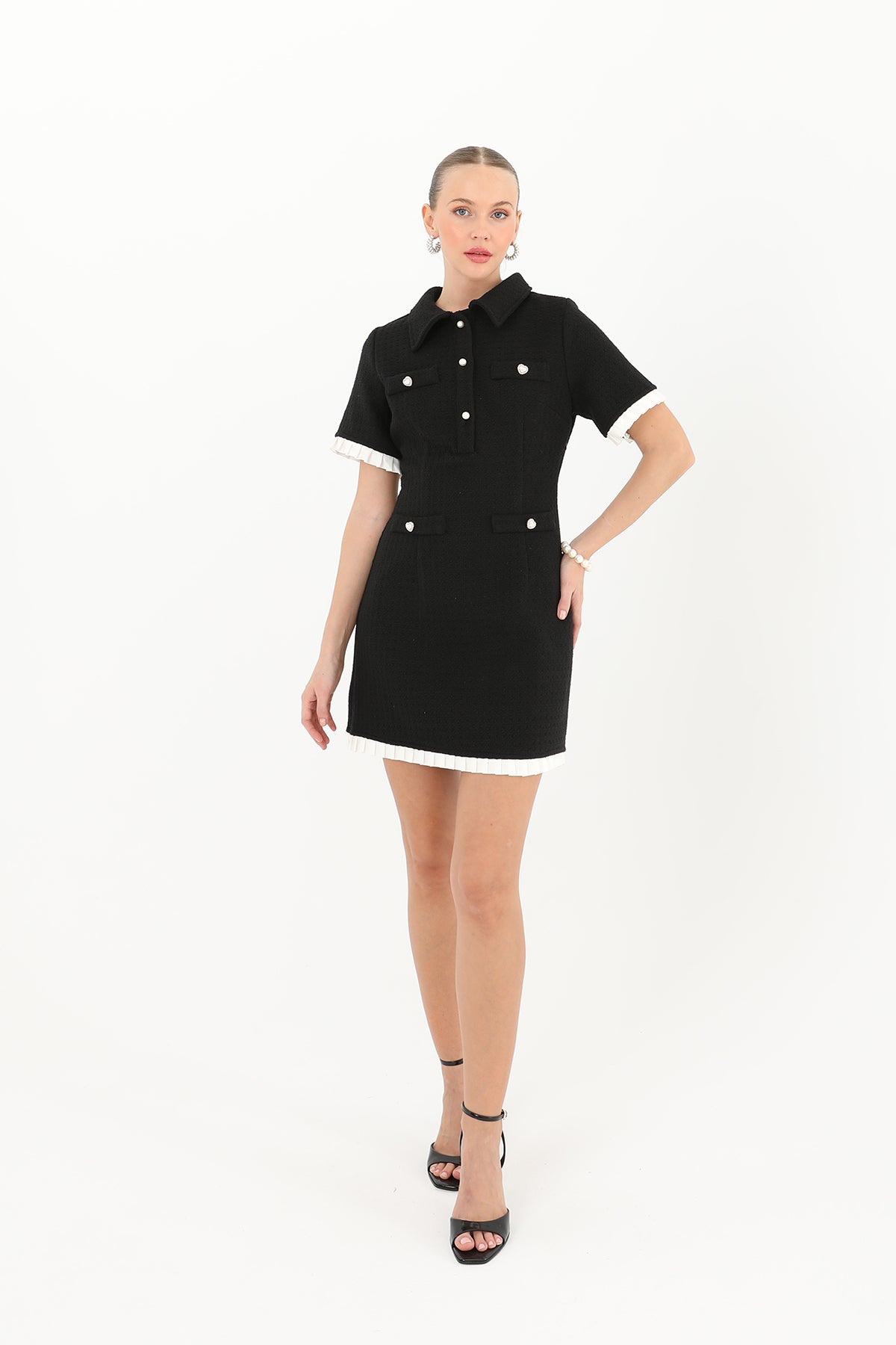 Kadın Chanel Düğmeli Elbise - 32026ELB