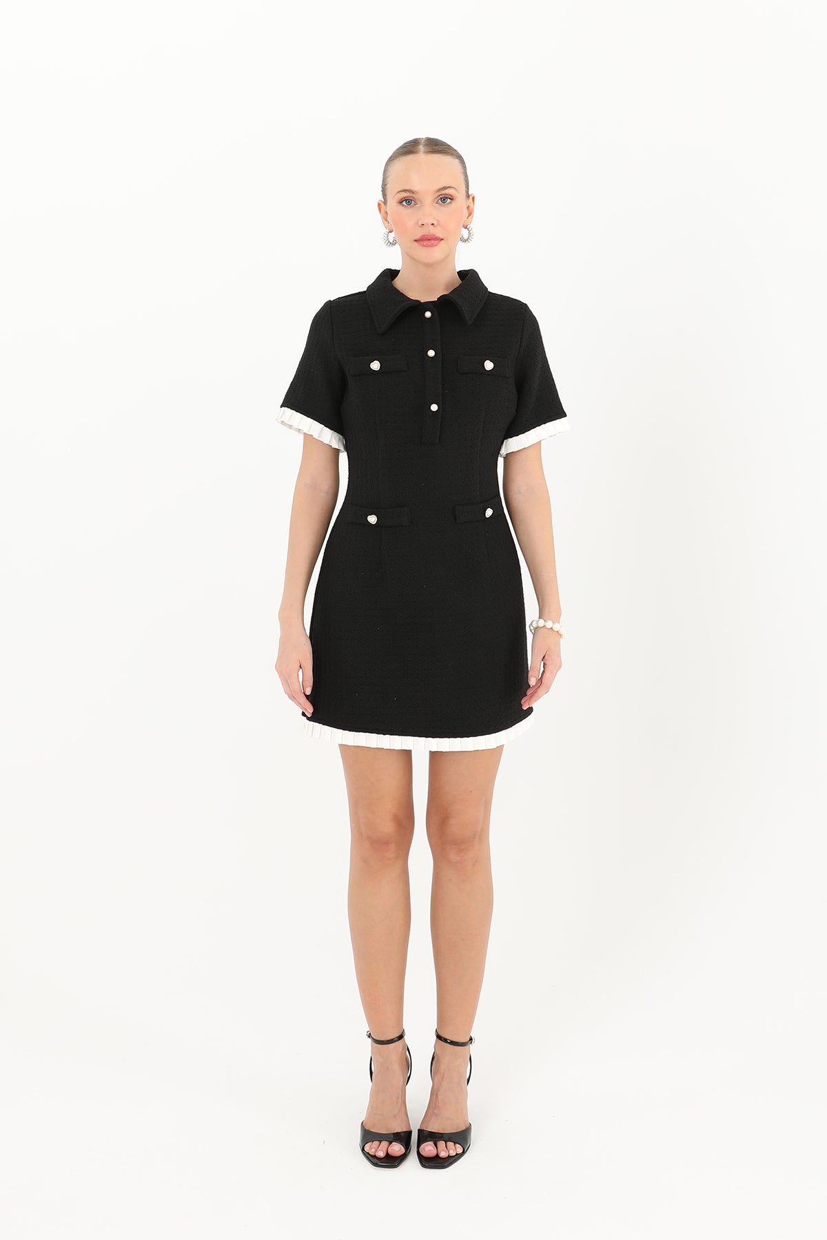 Kadın Chanel Düğmeli Elbise - 32026ELB