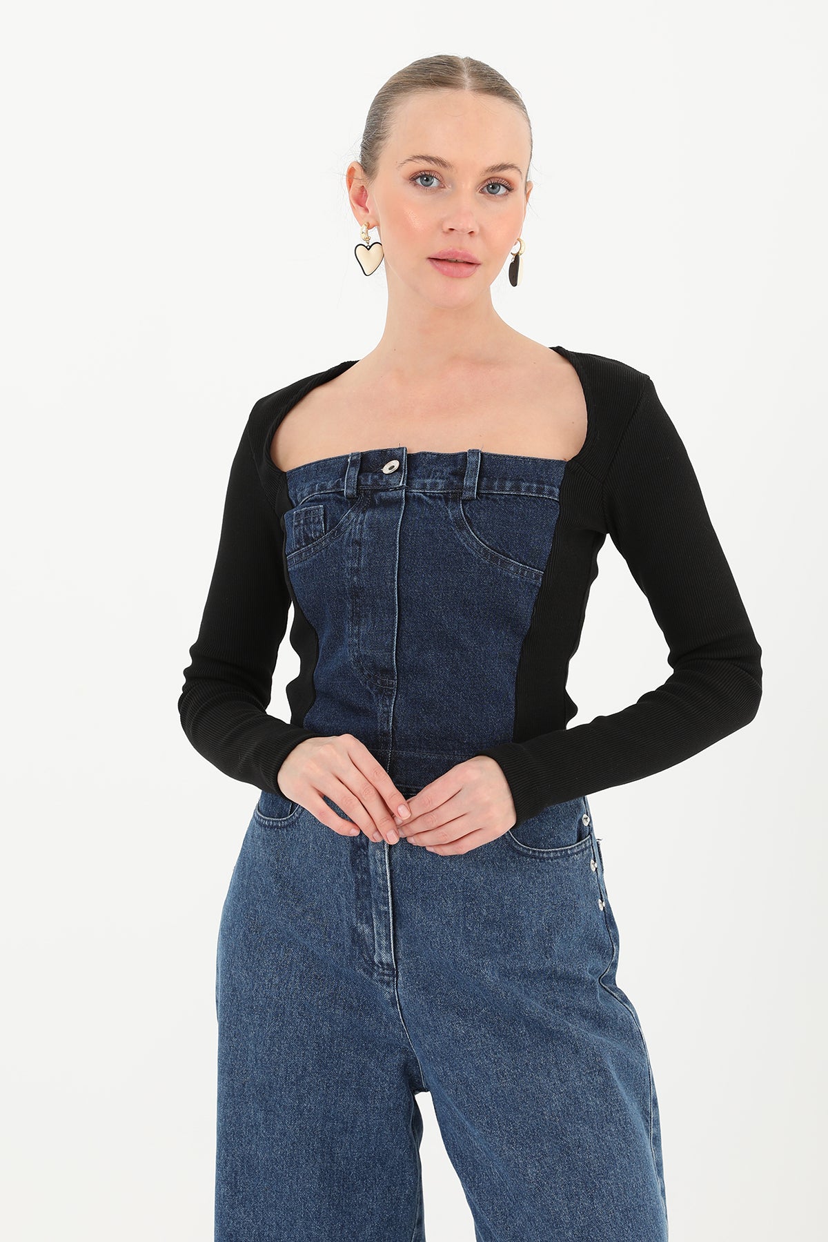 Kadın Ribanalı Denim Bluz - 32029BLZ