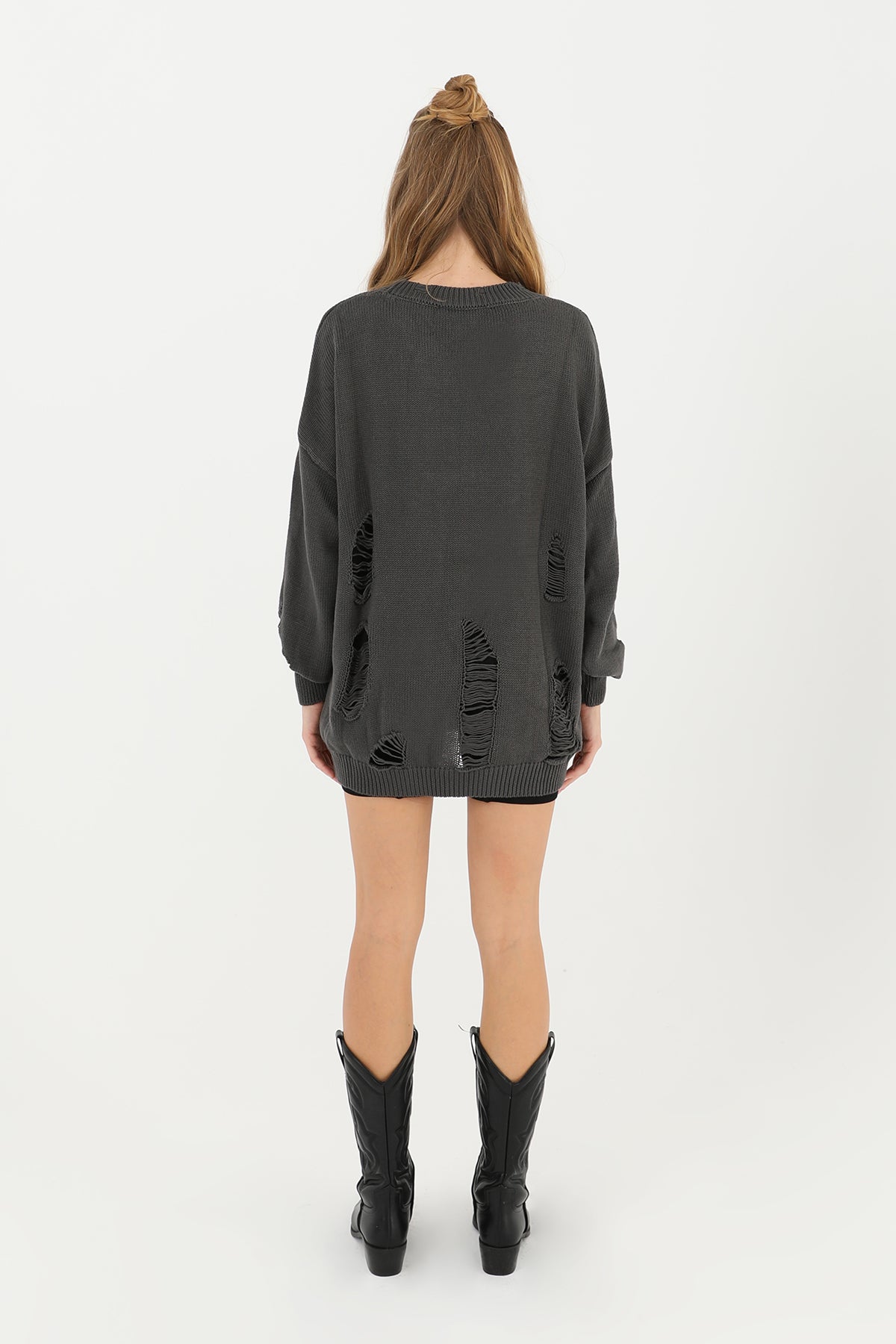 Kadın Yırtıklı Triko Tunik - 32034TUN