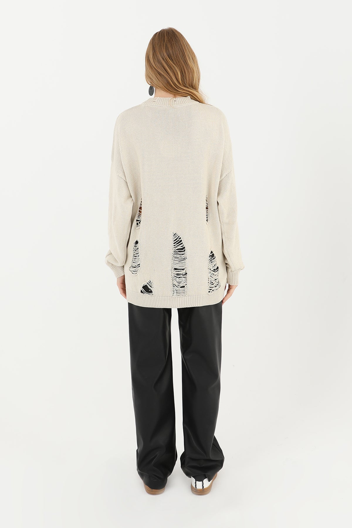 Kadın Yırtıklı Triko Tunik - 32034TUN