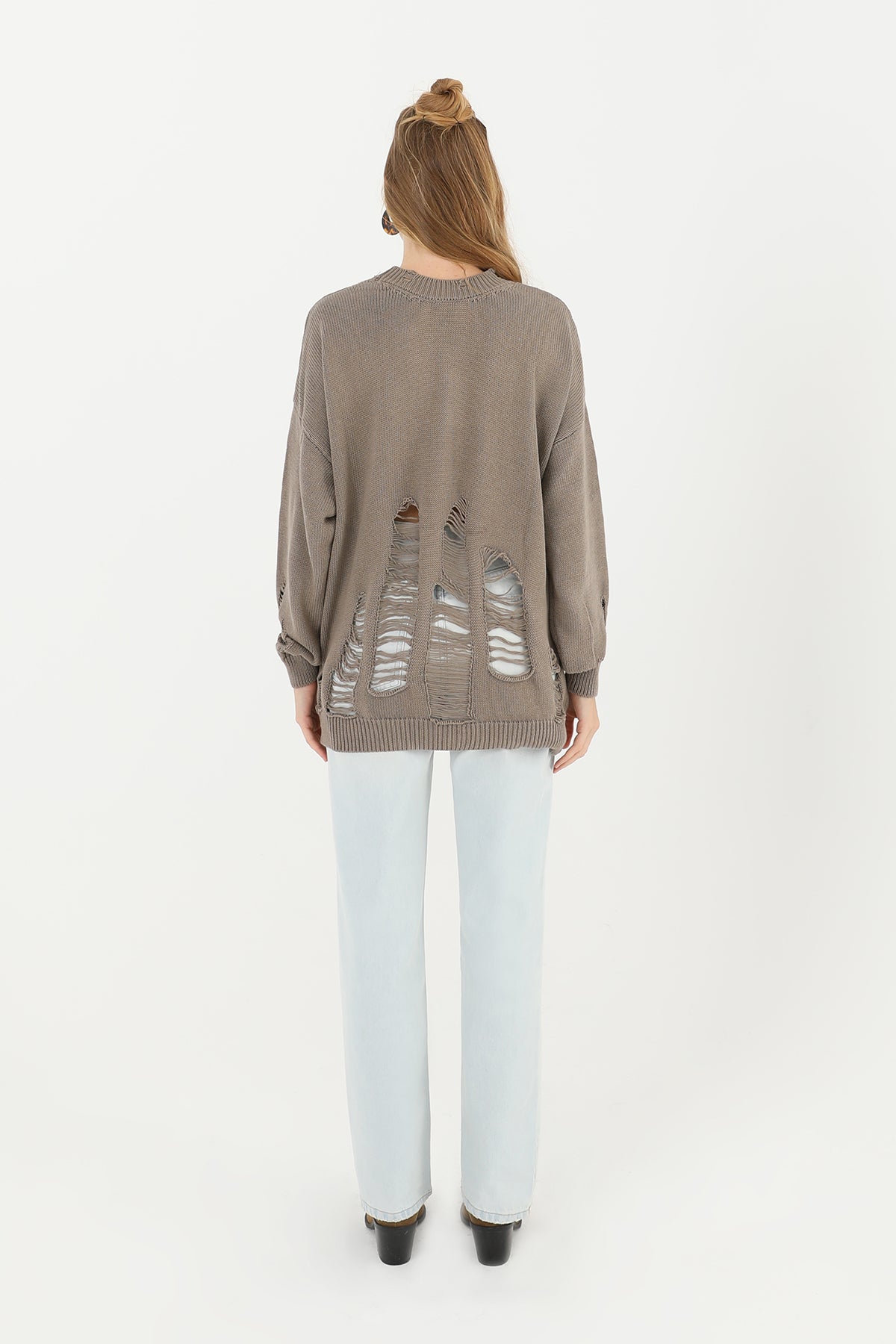 Kadın Yırtıklı Triko Tunik - 32034TUN