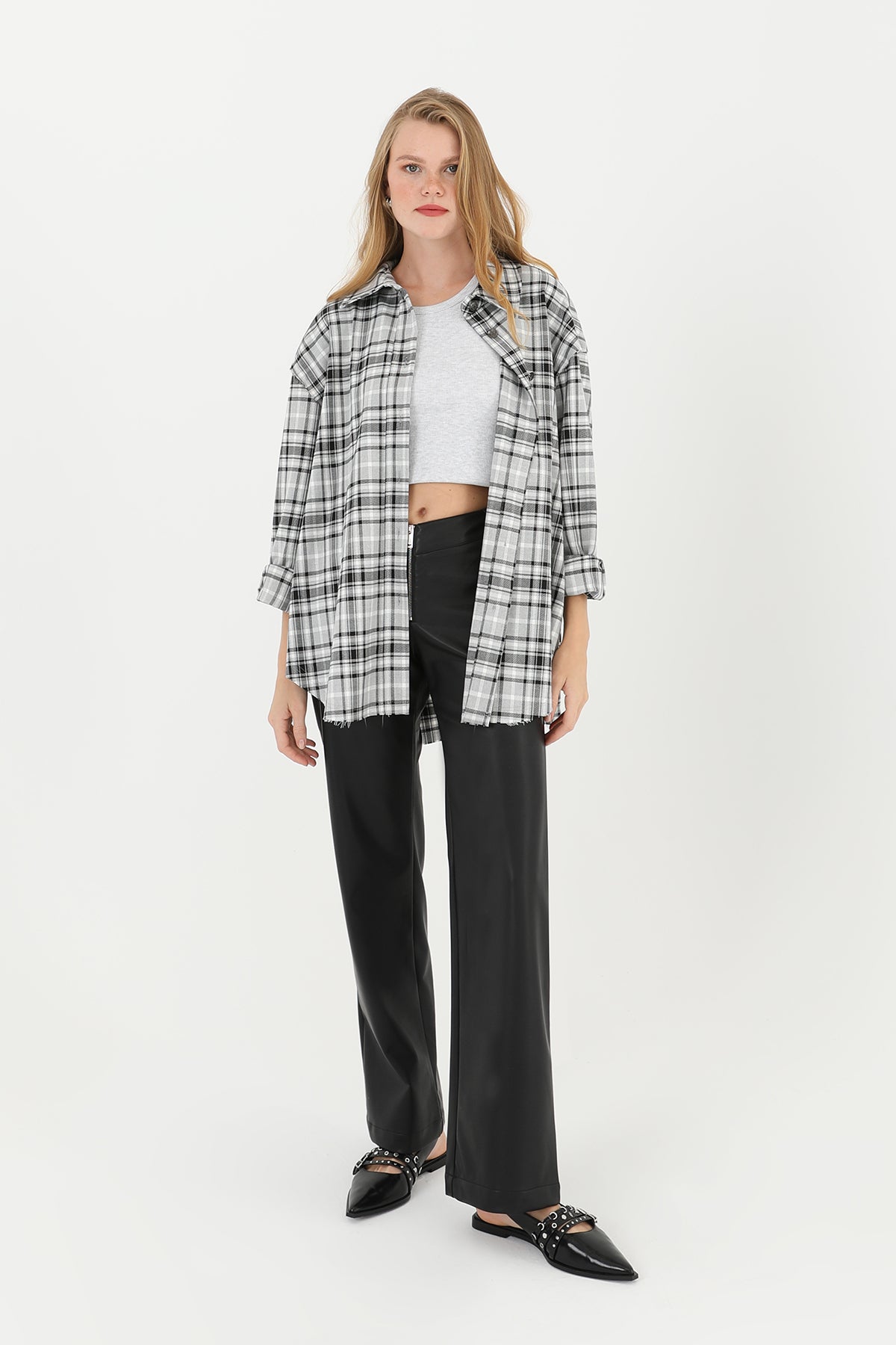 Kadın Ekose Gömlek - 32083GML