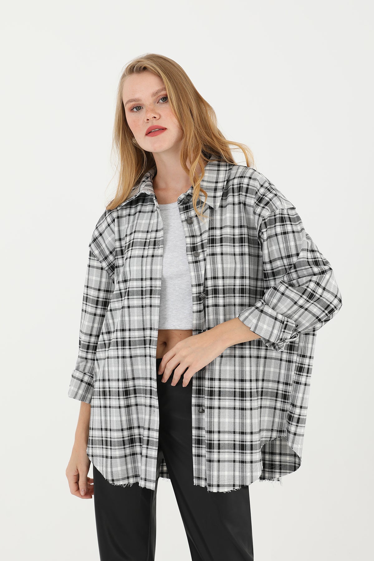 Kadın Ekose Gömlek - 32083GML