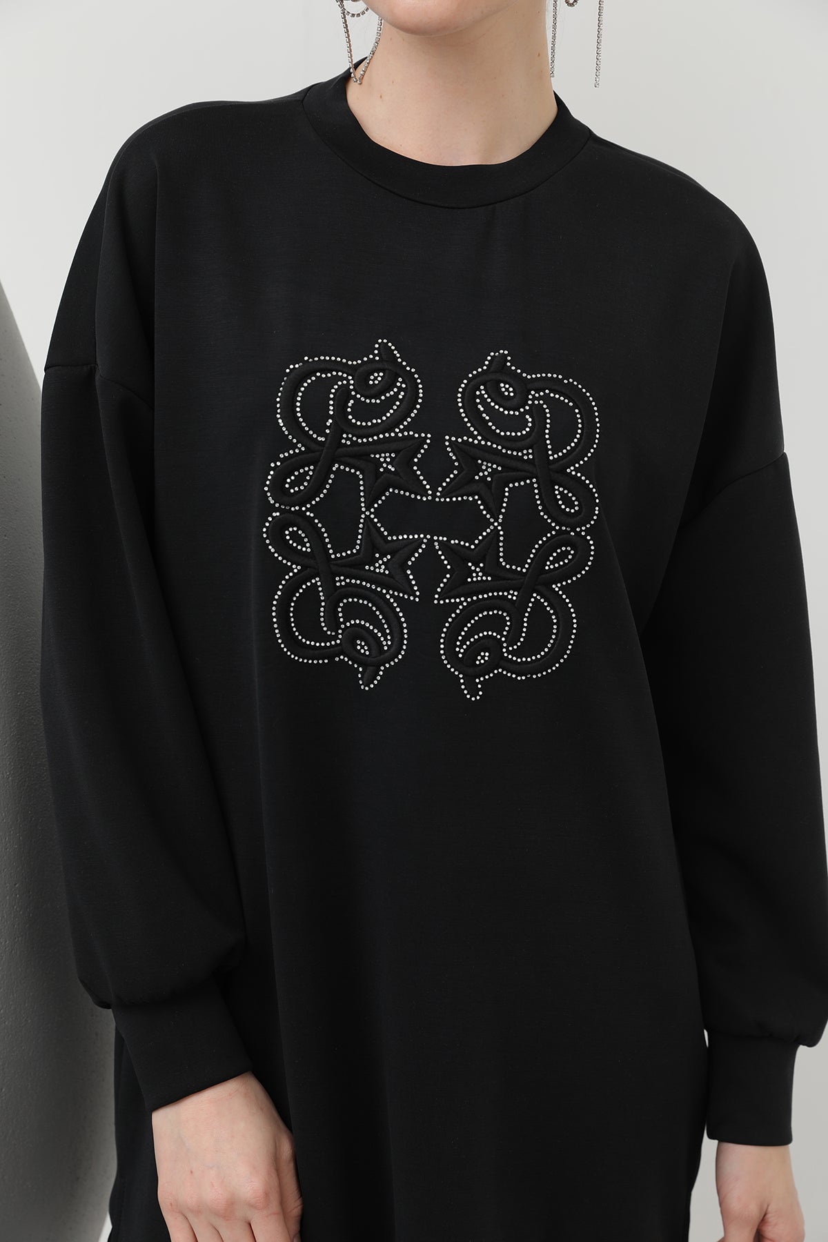 Kadın Önü Yapıştırma Taş Detaylı Tunik - 10612TUN