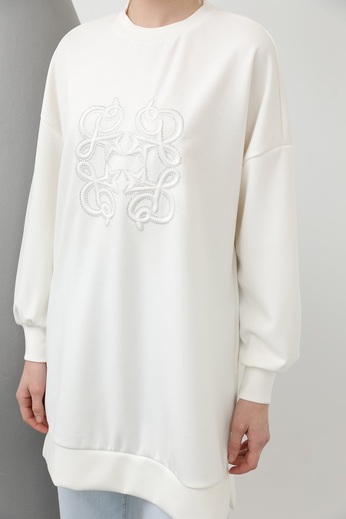 Kadın Önü Yapıştırma Taş Detaylı Tunik - 10612TUN