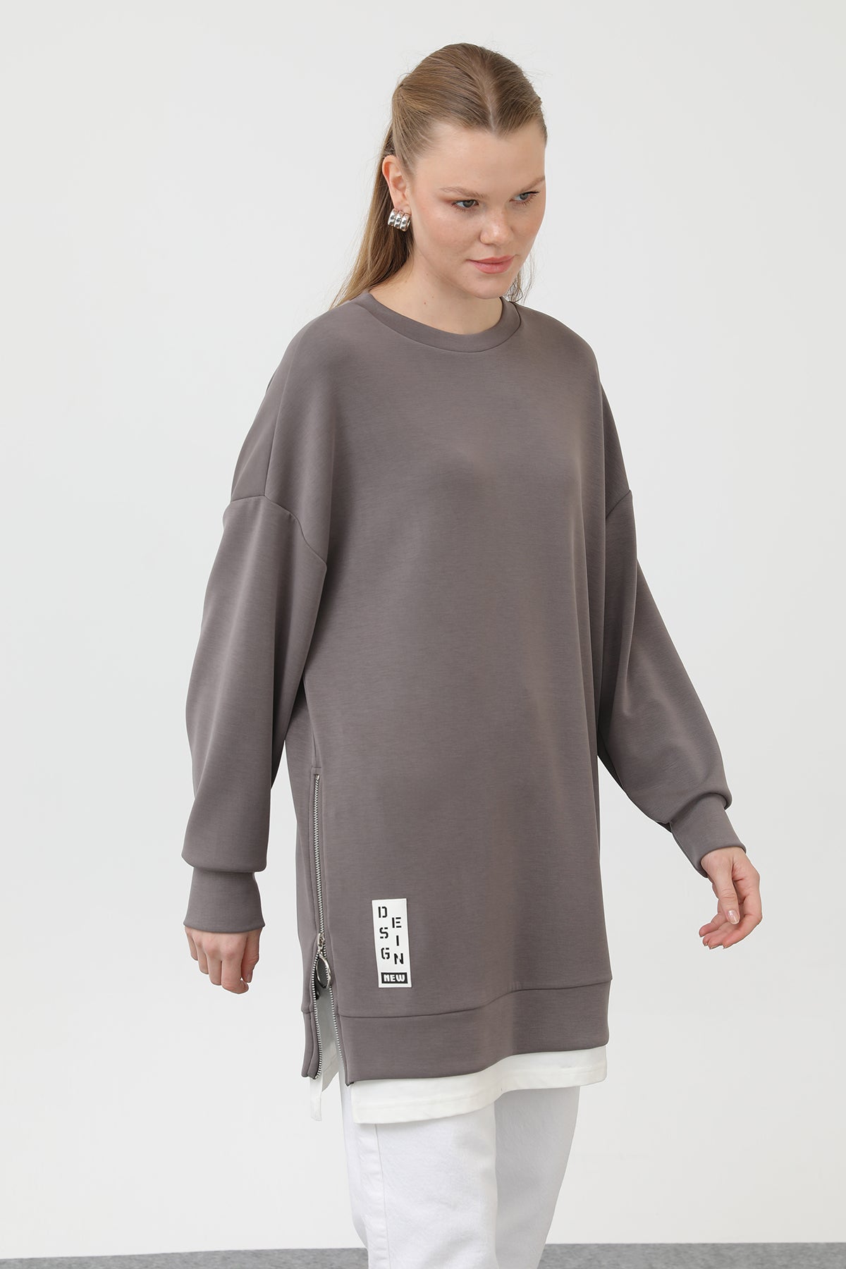 Kadın Önü Etiket Detaylı Tunik - 10613TUN