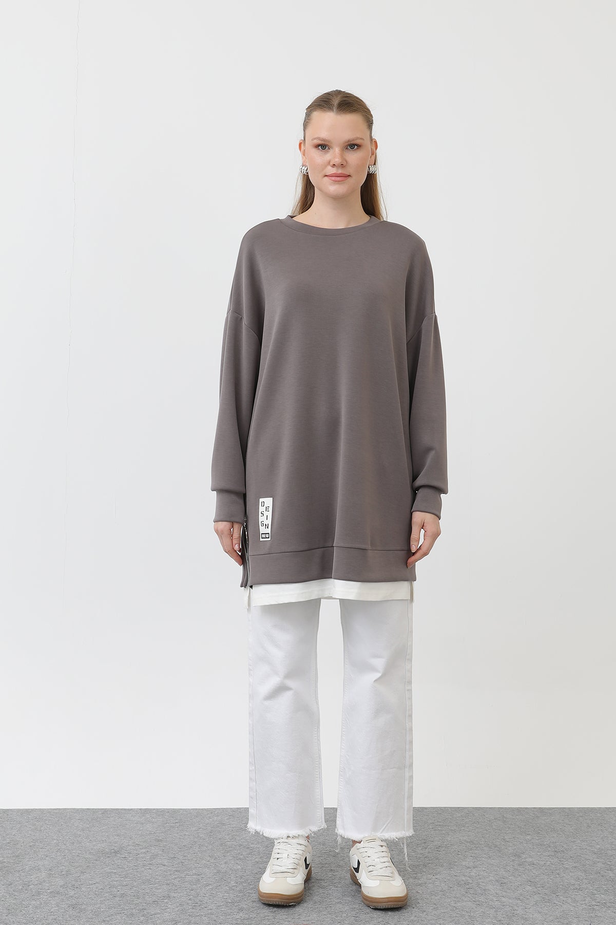 Kadın Önü Etiket Detaylı Tunik - 10613TUN