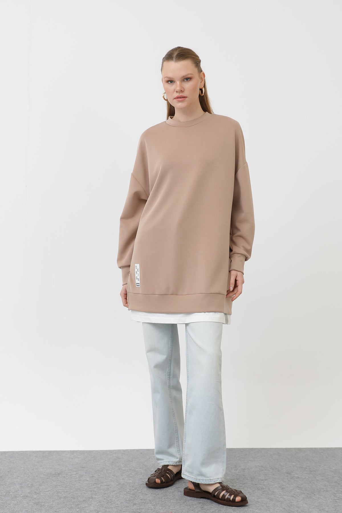 Kadın Önü Etiket Detaylı Tunik - 10613TUN