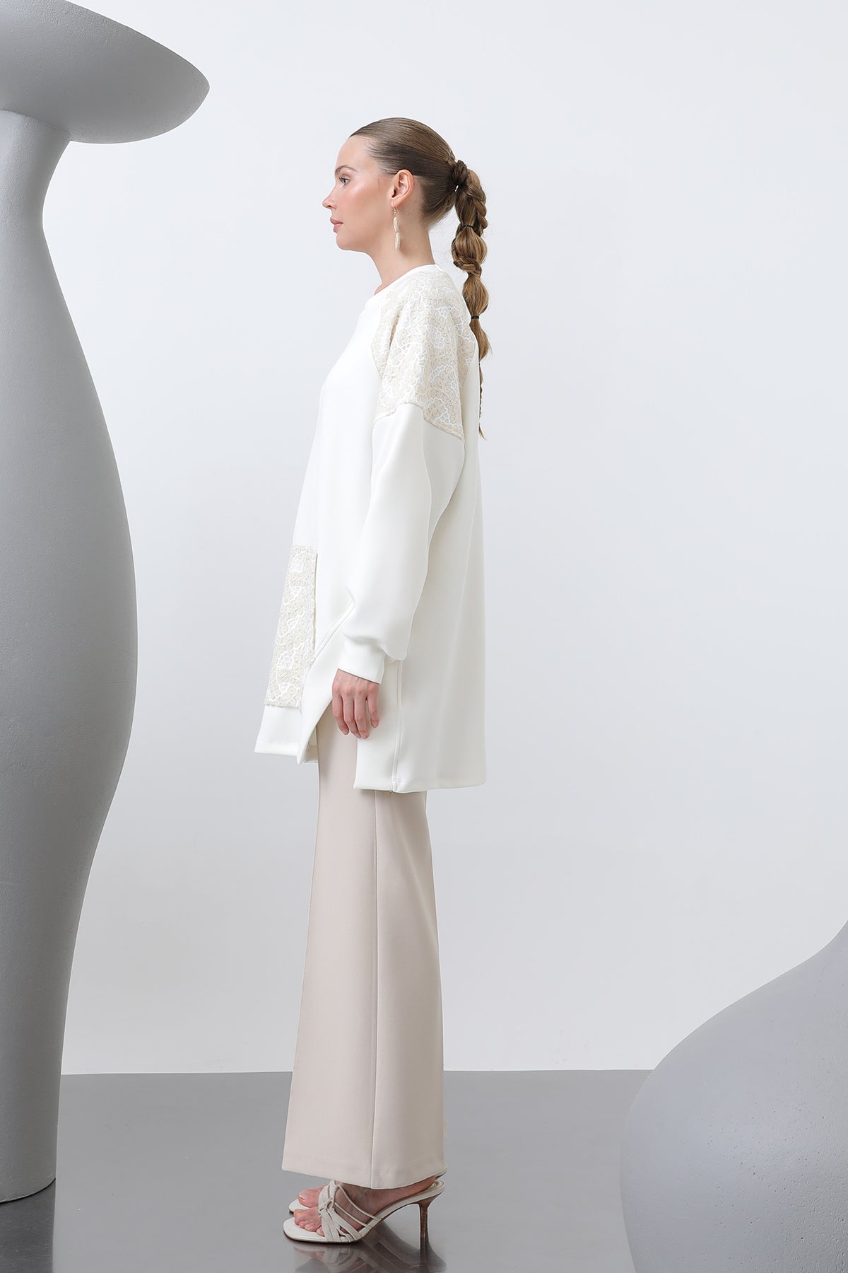 Kadın Kargo Cepli Omuzları Ve Cebi Garnili Tunik - 10624TNK