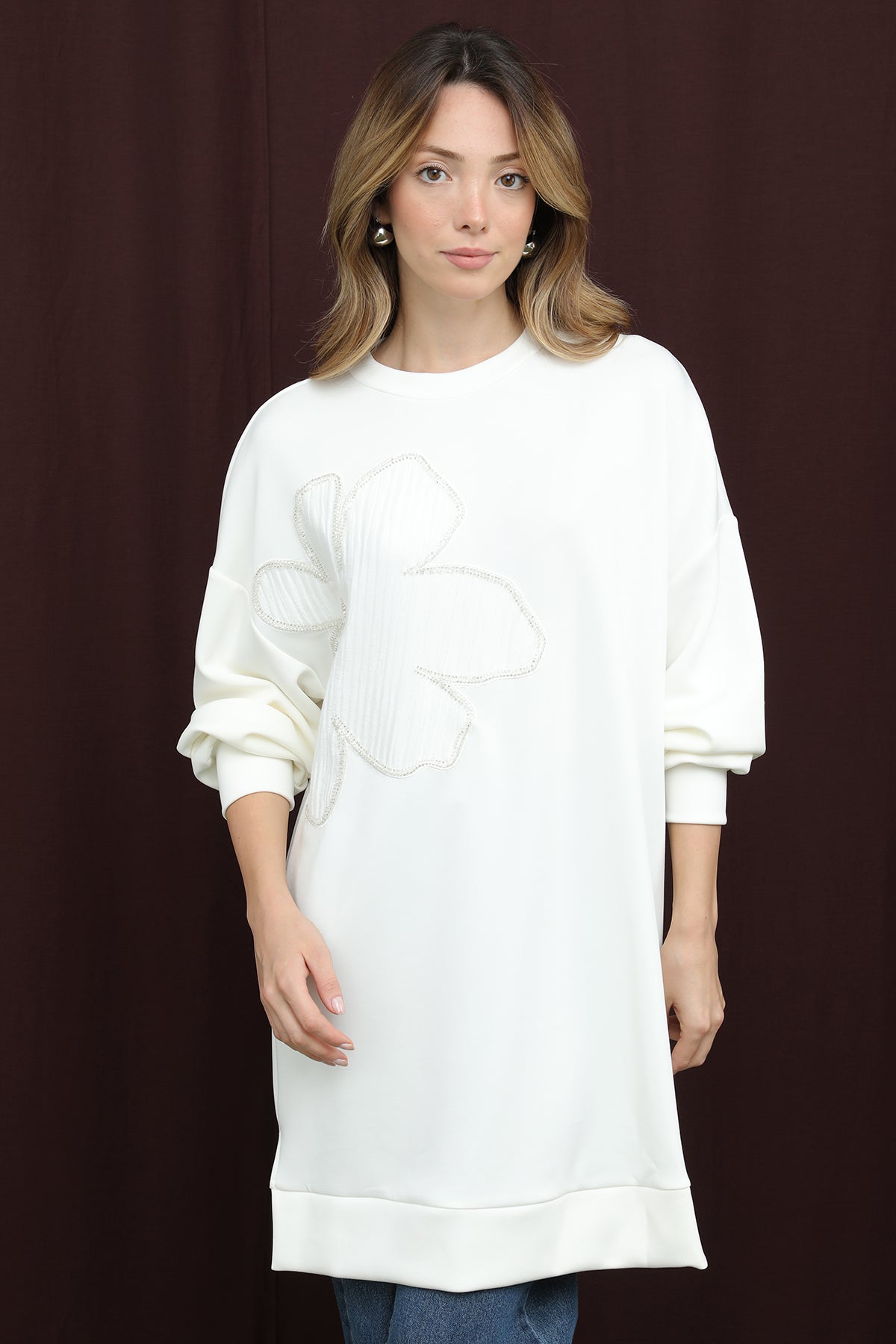 Kadın Önü İşlemeli Garni Detaylı Tunik - 10627TNK