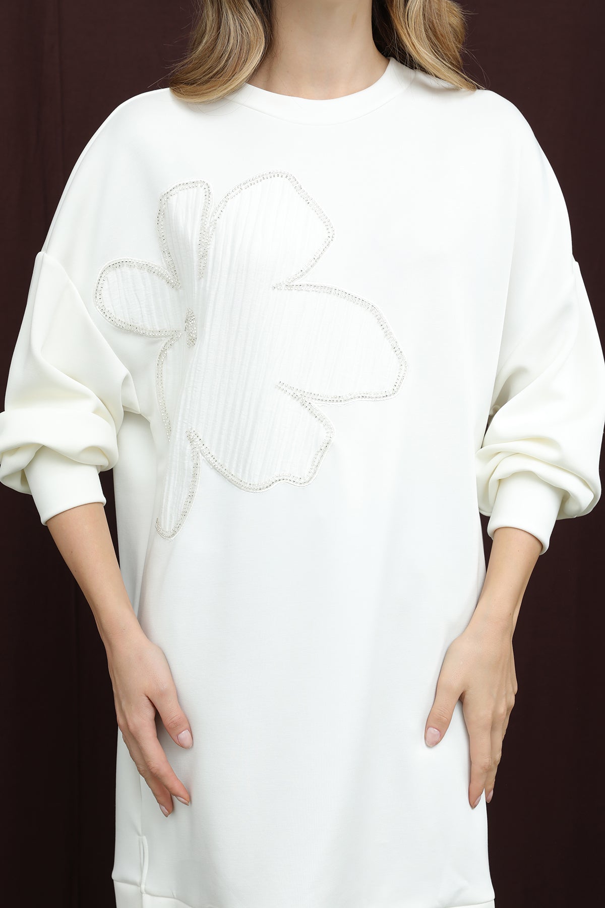 Kadın Önü İşlemeli Garni Detaylı Tunik - 10627TNK