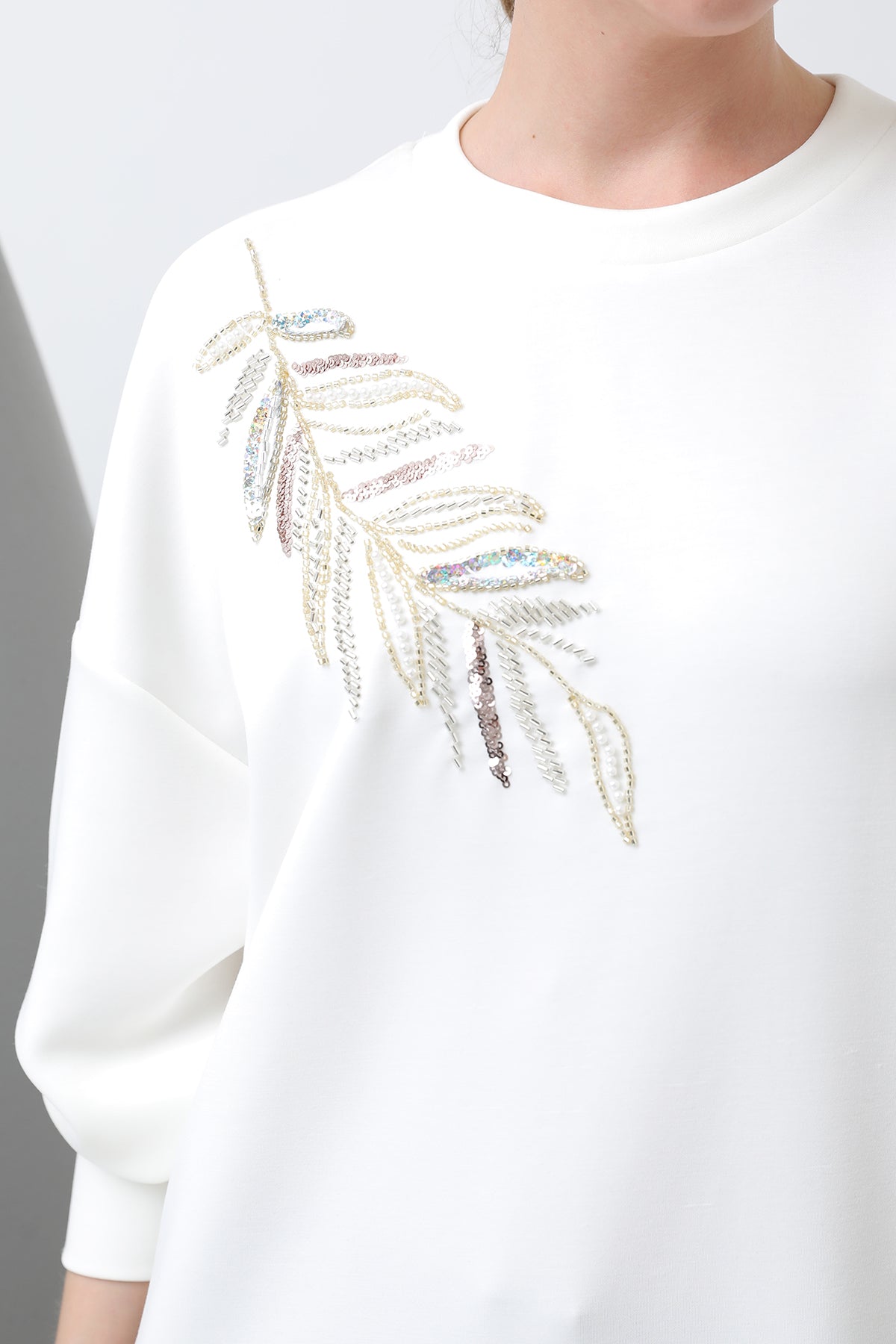 Kadın Omuzu Nakış işlemeli Tunik - 10629TNK