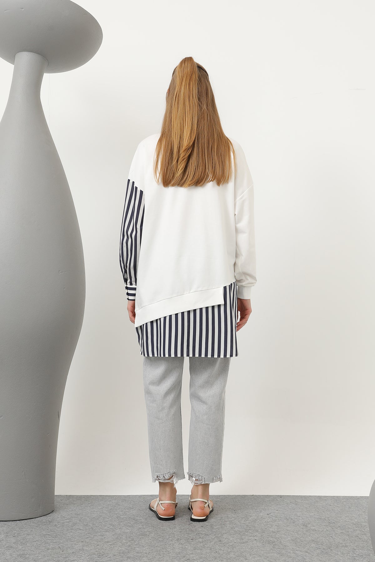 Женский Вышивка "Попкорн" спереди С принтом и Бусина Вышитая линия С кантом Туника - 10651TUN