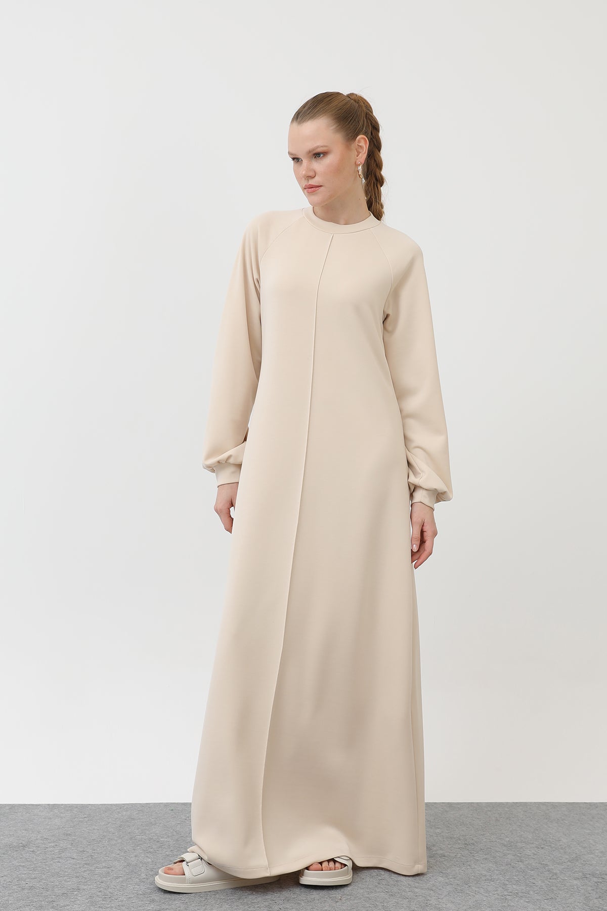 Kadın Nervür Dikişli Reglan Kol Elbise - 12557ELB