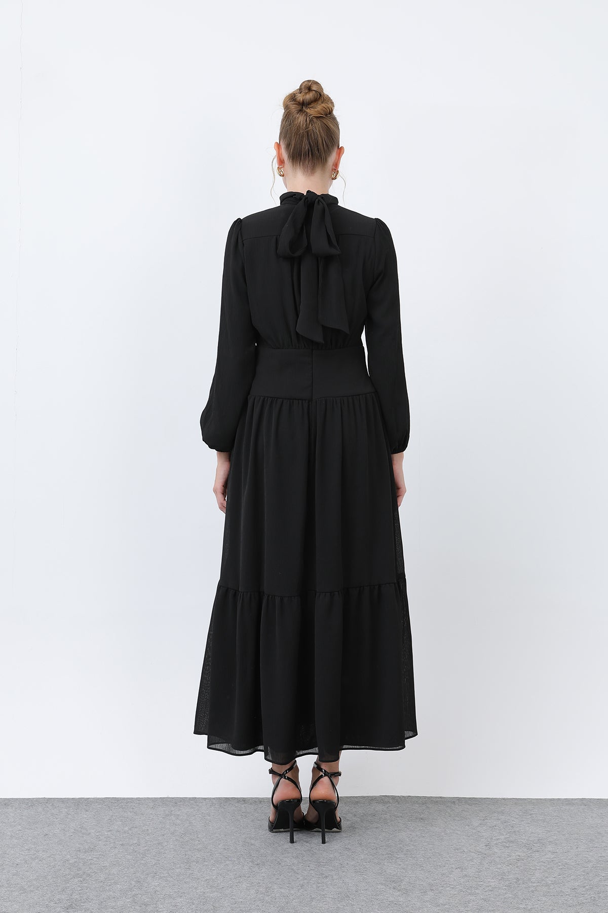 Kadın Drape Detaylı Yüksek Yaka Elbise - 12613ELB