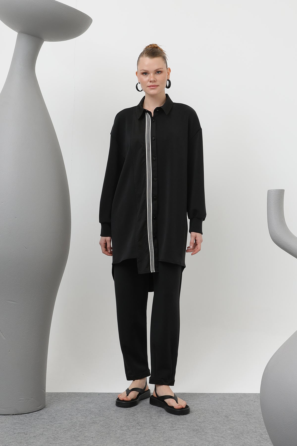 Kadın garnili şerit detaylı takım - 14297TKS