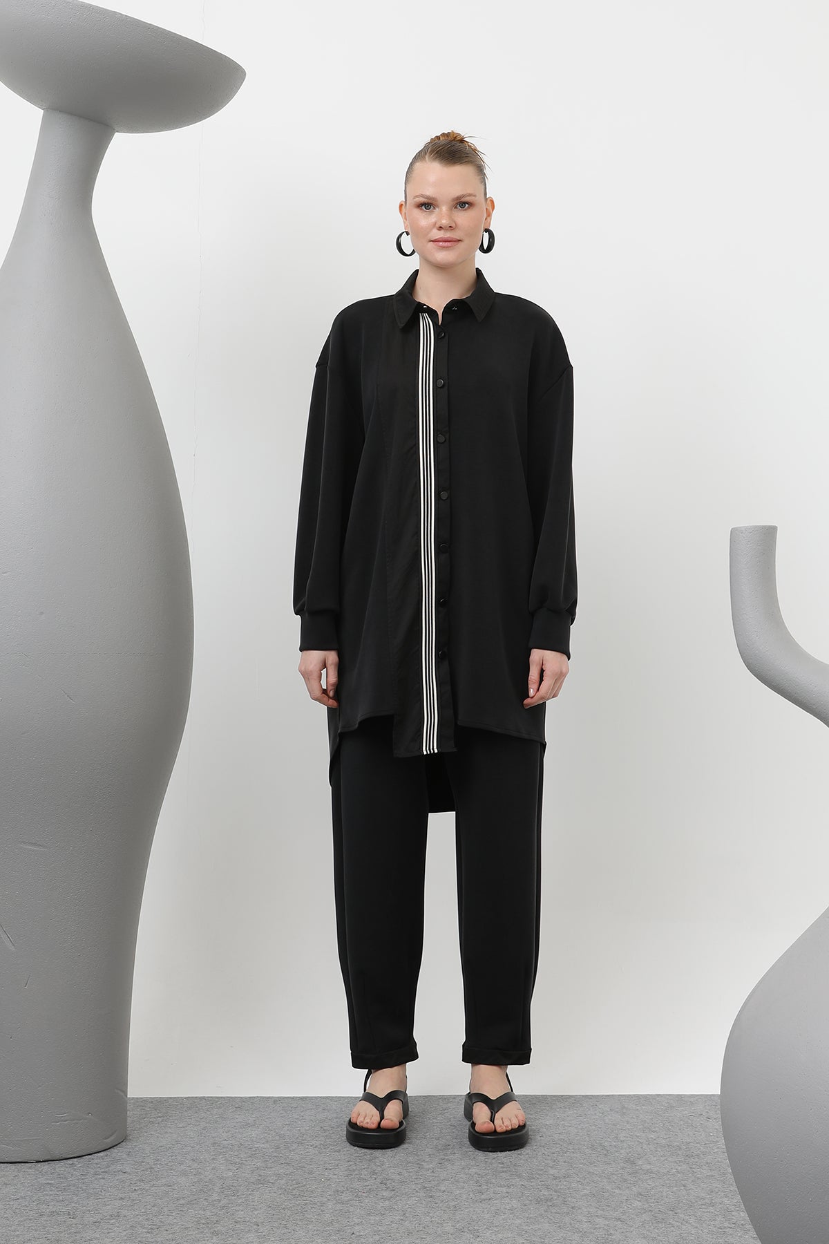 Kadın garnili şerit detaylı takım - 14297TKS